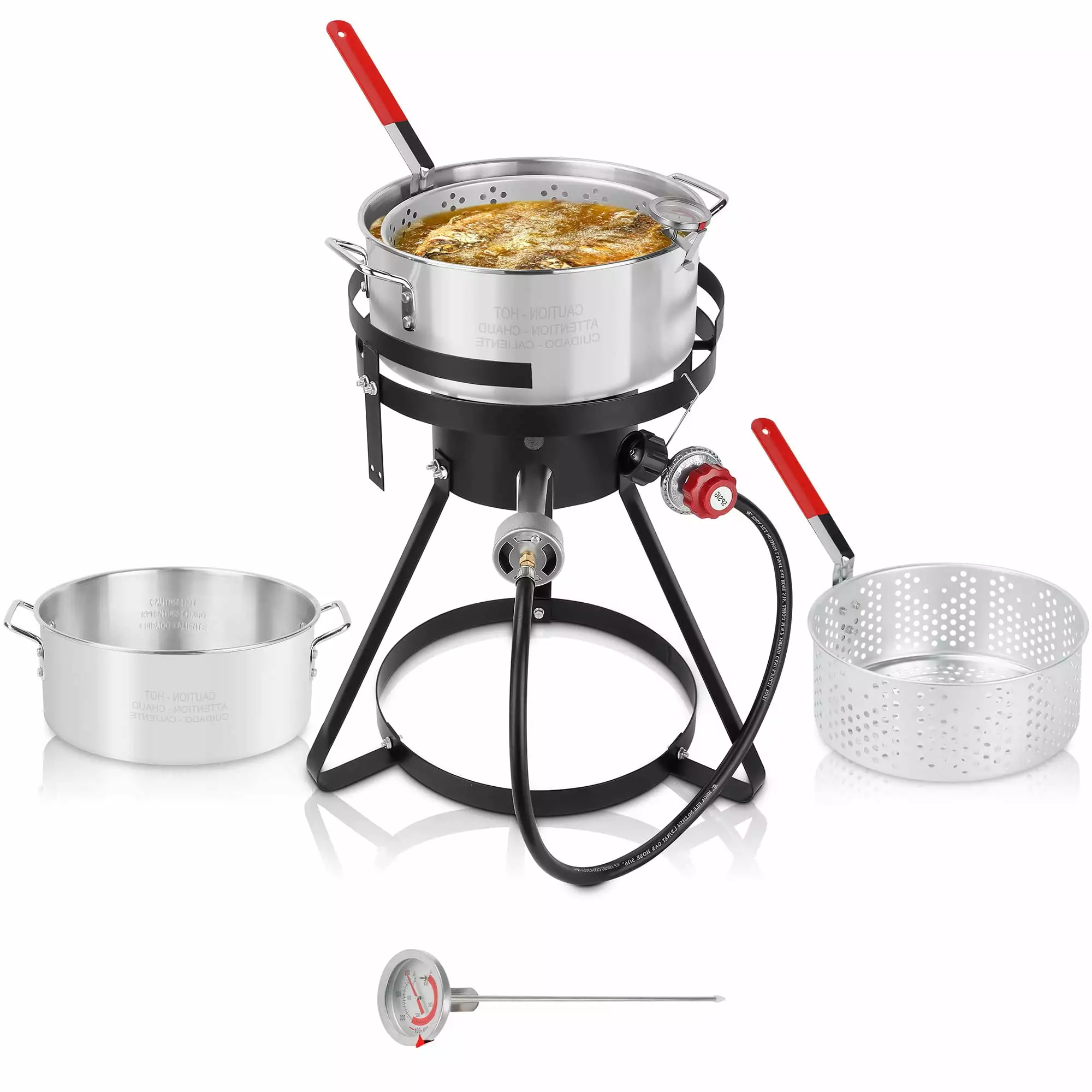 Lafati X 10 Qt Propane Outdoor Fish Fryer Set 50.000 BTU Aluminum Seafood Boiler Kit