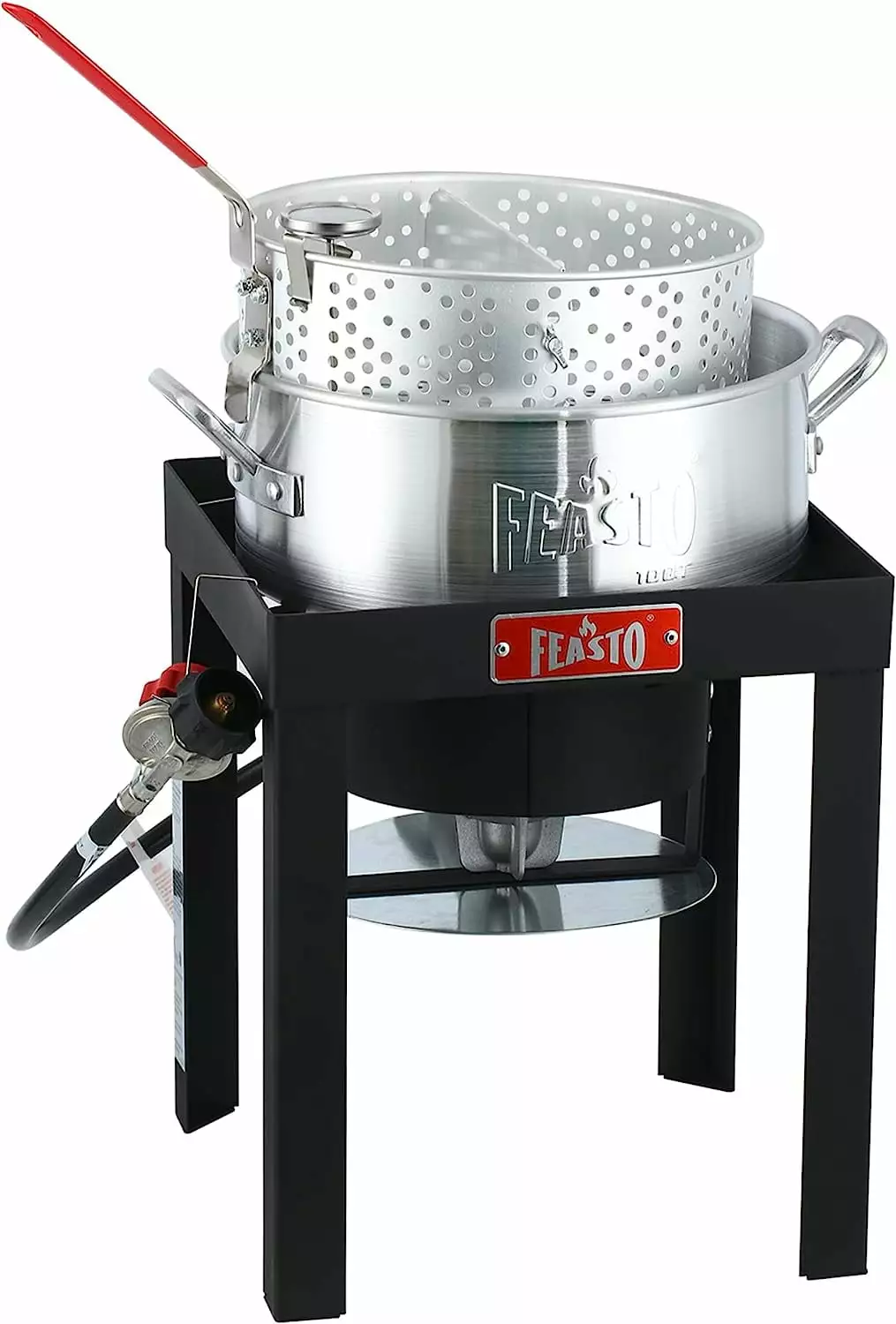10 QT Propane Outdoor Fish Fryer Set Binquireet Adjustable Regulator 50000 BTU Gas Deep Fryer Frame Standing Fish Cooker F...