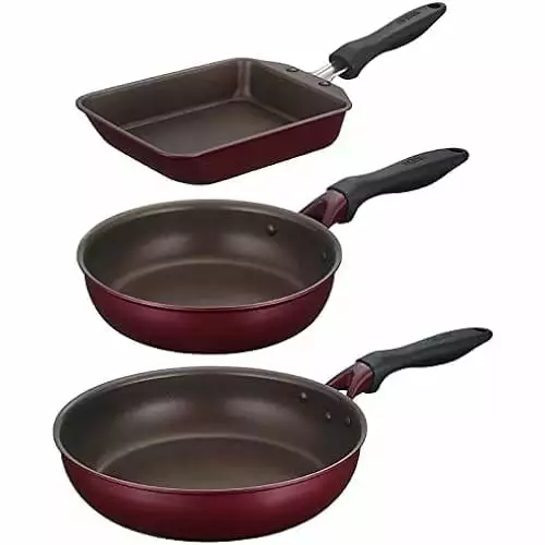 Thermos Durable Series 3-Piece Frying Pan Set Red Non-Stick Cookware