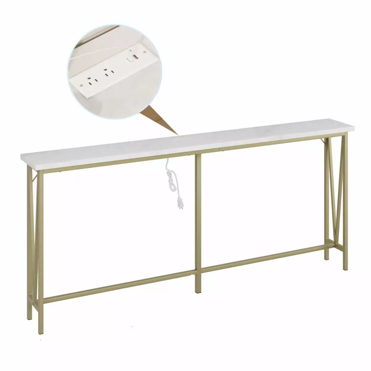 72.8 Inch Gold Console Table Outlets - Narrow Behind Couch Table Hallway Console Zzistar