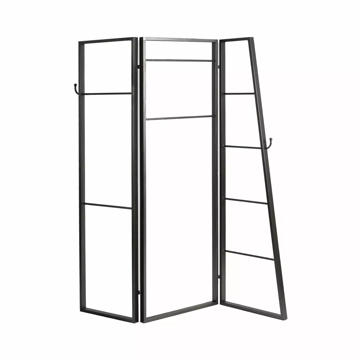 3 Panel Metal Coatrack Screen Room Divider Garment Rods and Coat-Hooks Screen Gems