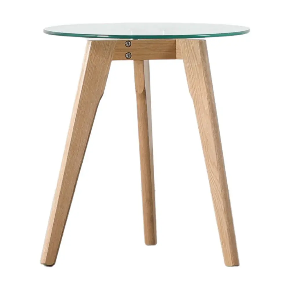 Foldable Storage Blair Round Side Table - Oak