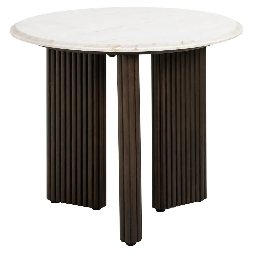 Mayfield Marble Top Round Side Table - Taupe