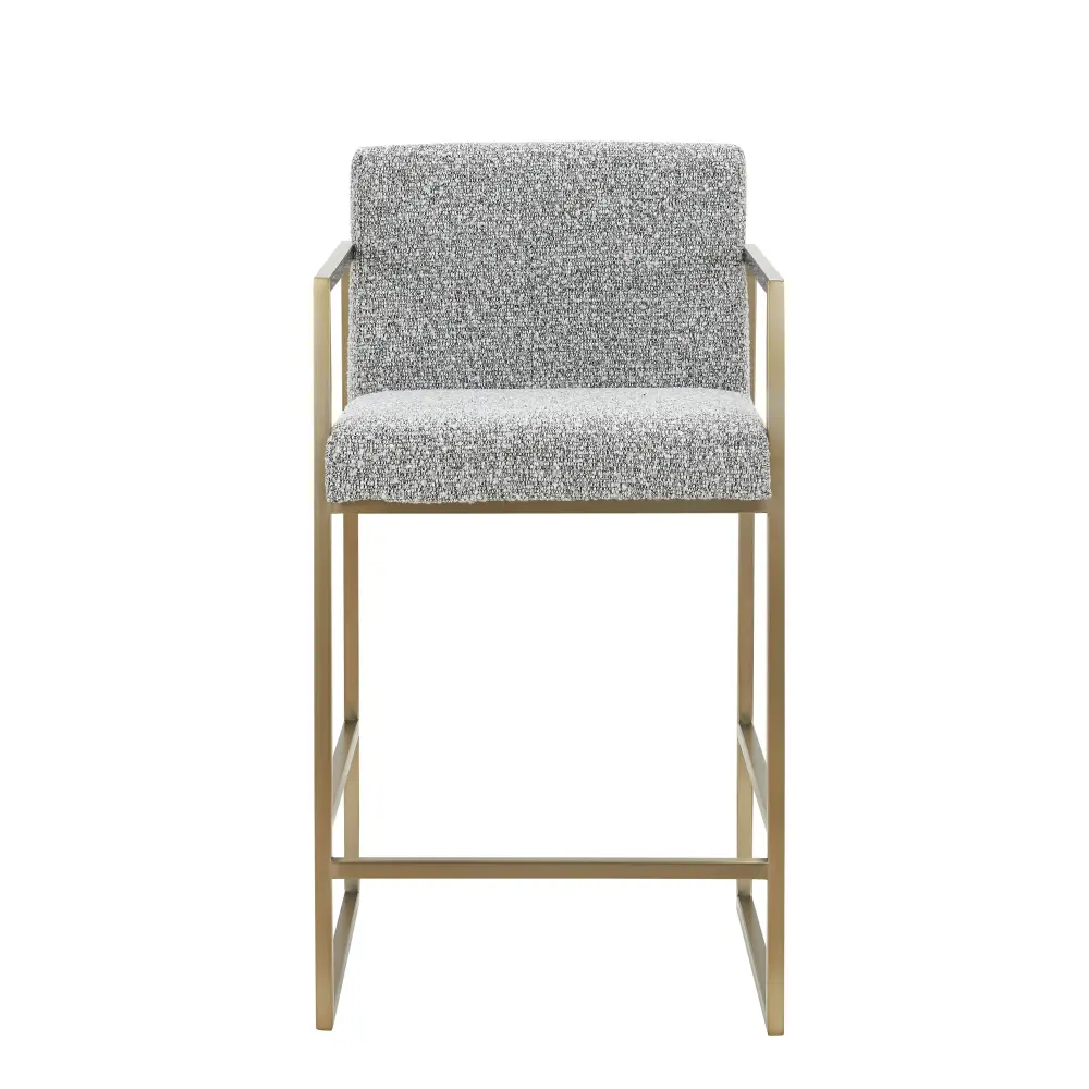 Space-Saving Modrest Suzanne - Present-day Grey Fabric + Antique Brass Counter Chair