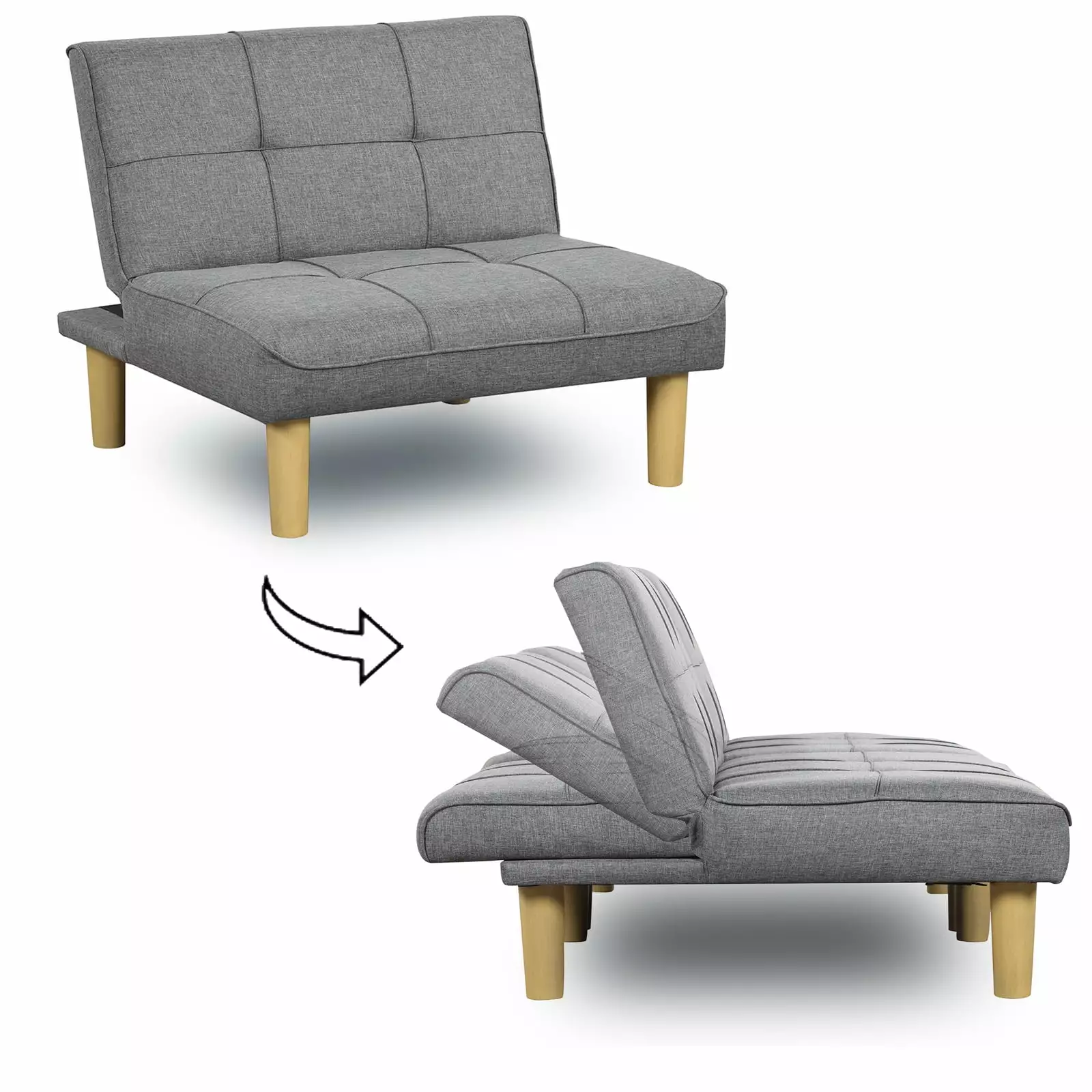 OUllUO Armless Mini Futon Couch Adjustable Backrest Small Sofa Convertible Corner Couch Small Spaces Living Room Apartment...