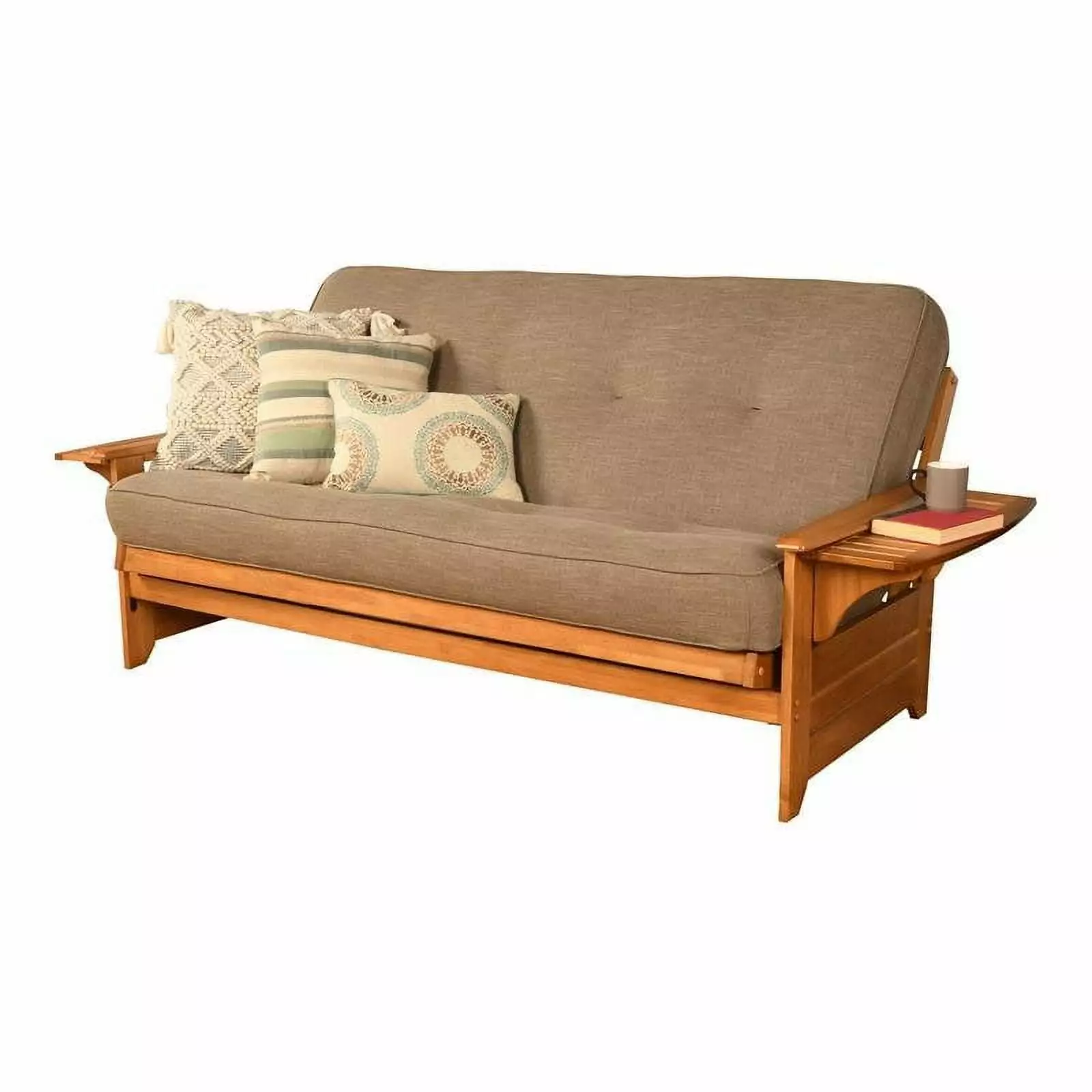 Bowery Hill Full Size Linen Fabric Futon Stone Gray - Frame Not Included Modern Living Futons