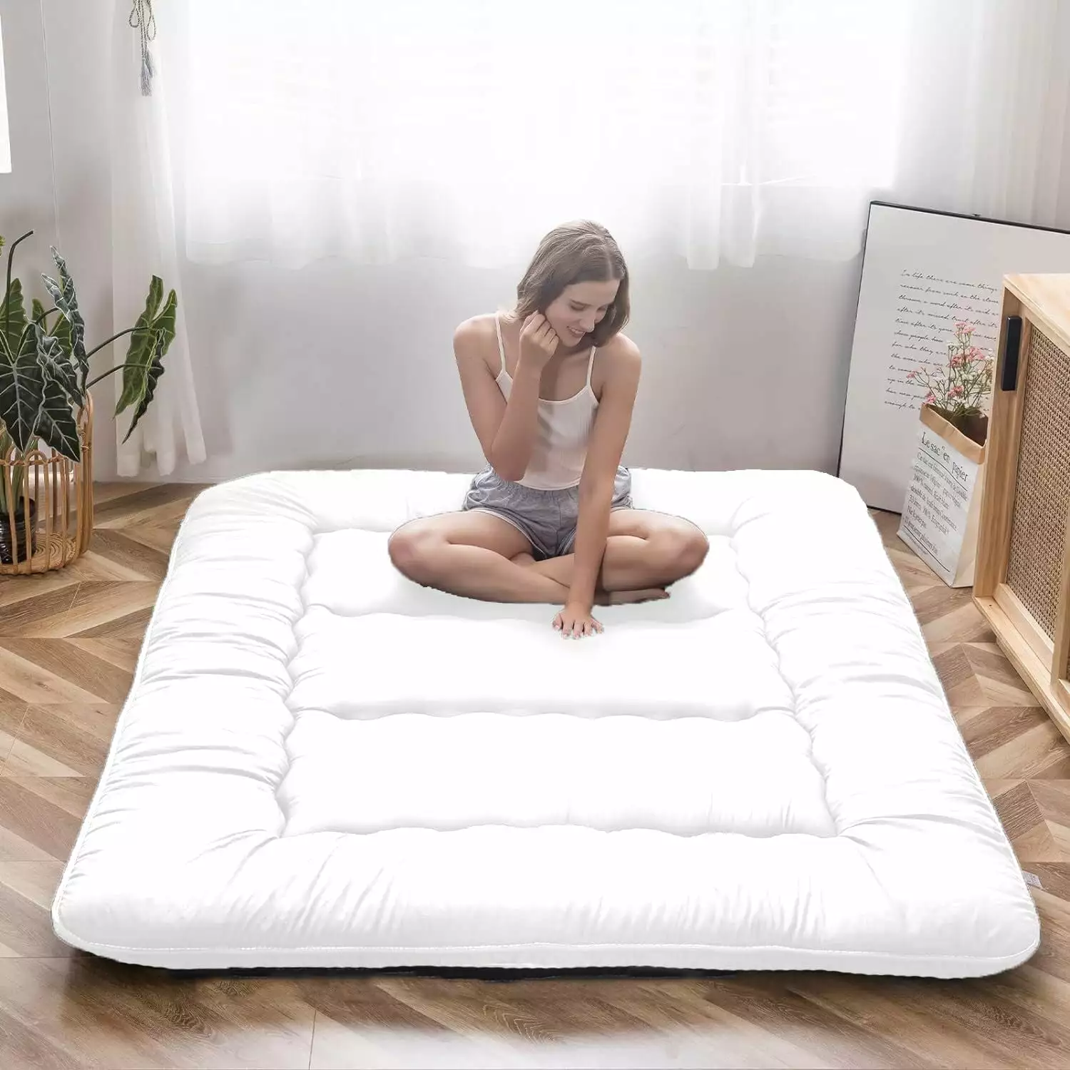 DONFU Japanese Shiki Futon Sheet Foldable Twin Long Mattress Sleep & Travel Futons