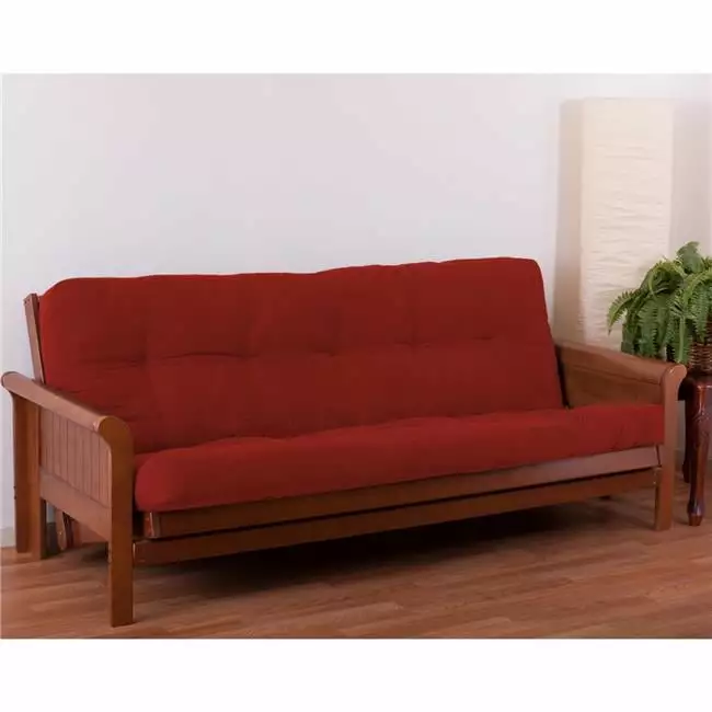 6 Inch Renewal Twill Full Size Futon Mattress Ruby Red Comfortable Foldable Bed Mattress Futons KD STONE AND CABINET