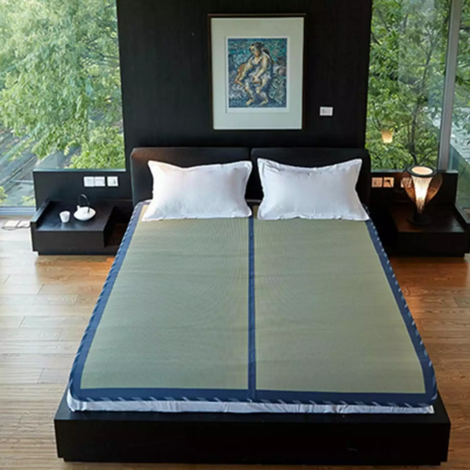 YUNWEN Japanese Traditional Igusa Tatami Mattress Rush Grass Sleeping Mat Full XL Futons