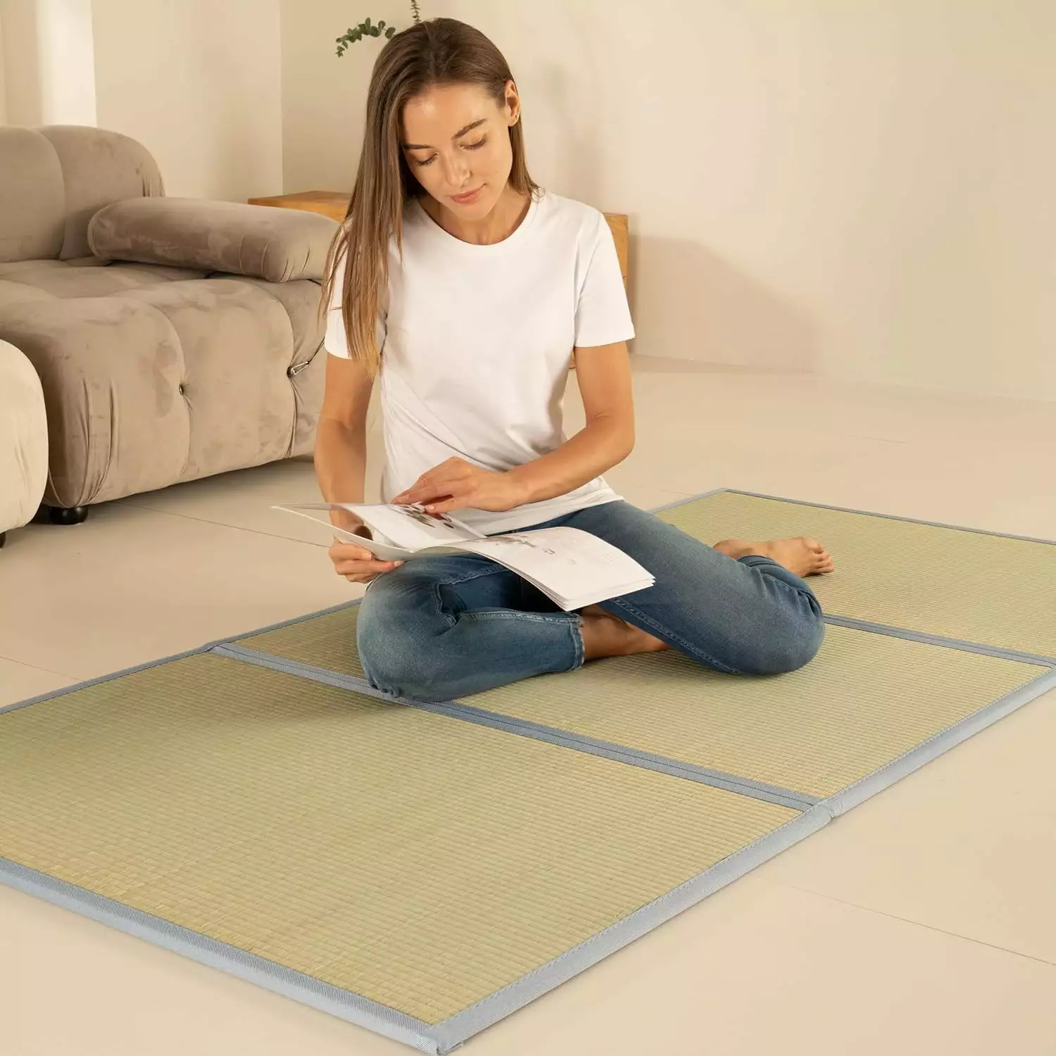 YUNWEN Tatami Mat Japanese Futon Mattress Portable Foldable Bed Frame Twin XL Futons