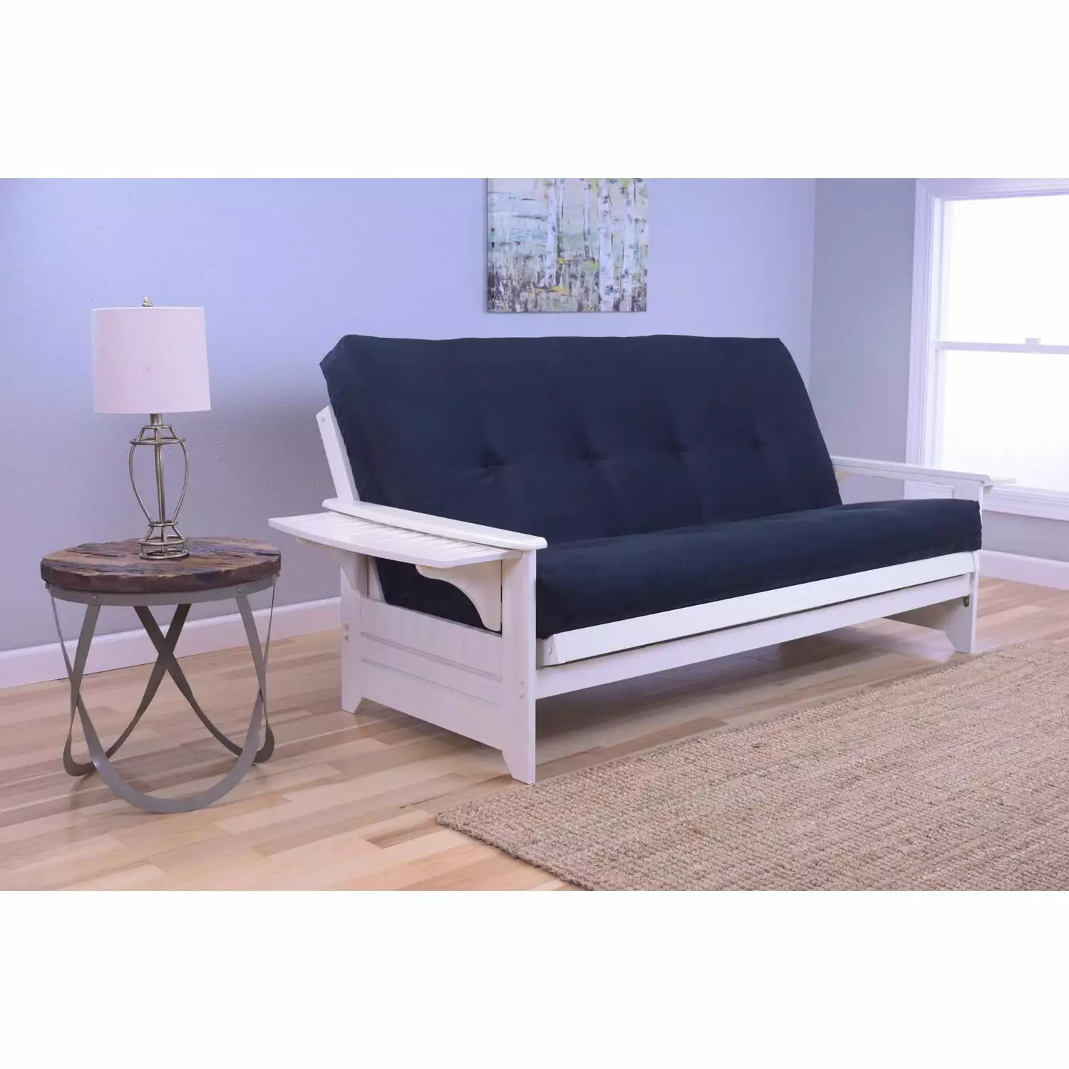 Kodiak Furniture Phoenix Futon Suede Fabric Mattress Antique White/Black Futons