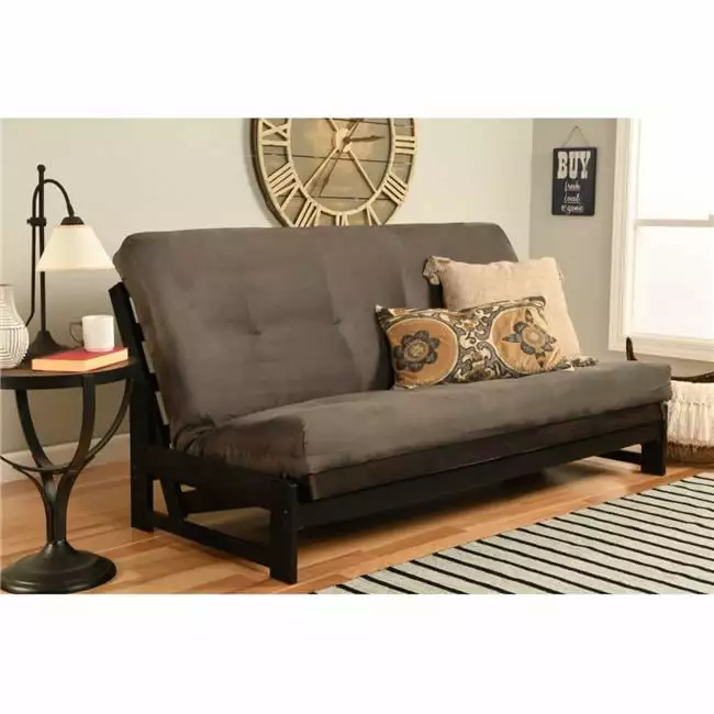 Aspen Reclaim Mocha Futon Frame Suede Gray Mattress - Full Size Futons Templeton