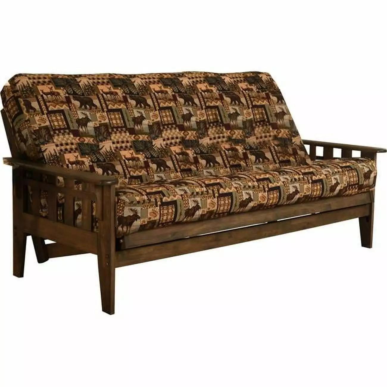Tucson Rustic Walnut Futon Frame Peters Cabin Mattress - Full Size Futons Templeton