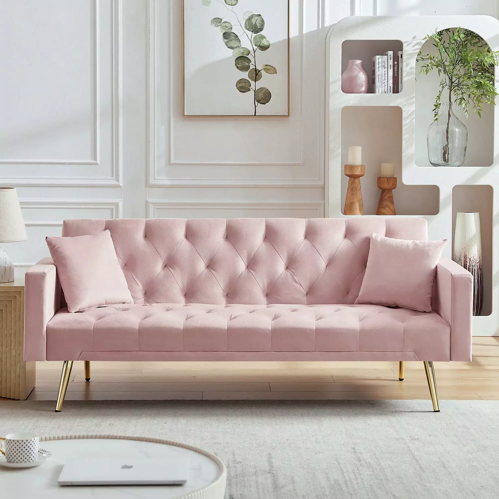 PINK Convertible Folding Futon Sofa Bed Sleeper Sofa Couch Compact Living Spaces Futons unknown