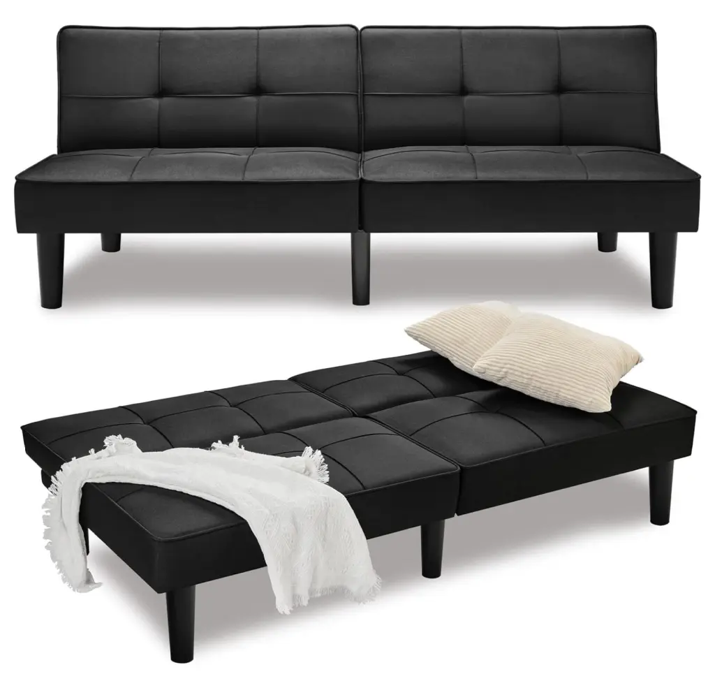 ZHAOTONG Convertible Futon Folding Sofa Bed - Modern Loveseat Futon Couch Adjustable Backrest Fabric Guest Sleeper Small S...