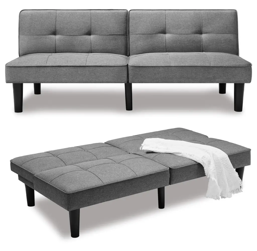 ZHAOTONG Convertible Futon Folding Sofa Bed - Modern Loveseat Futon Couch Adjustable Backrest Fabric Guest Sleeper Small S...