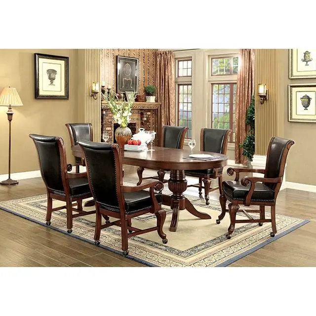 MELINA Brown Cherry Wood Game Table Poker and Board Games