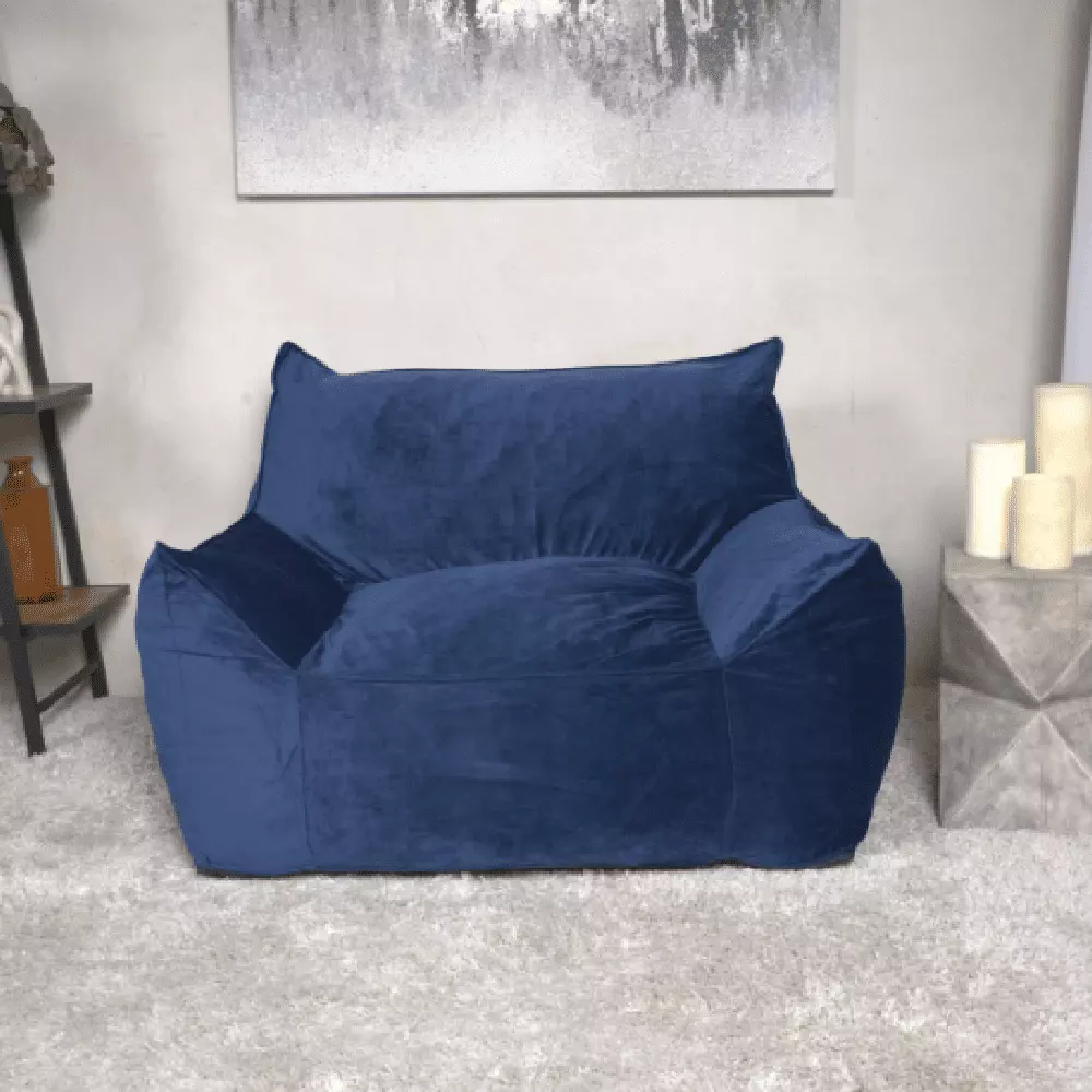 Bean Bag Sofa Chair Armrests - High-Density Foam Navy Blue Gaming Chair CNMMP