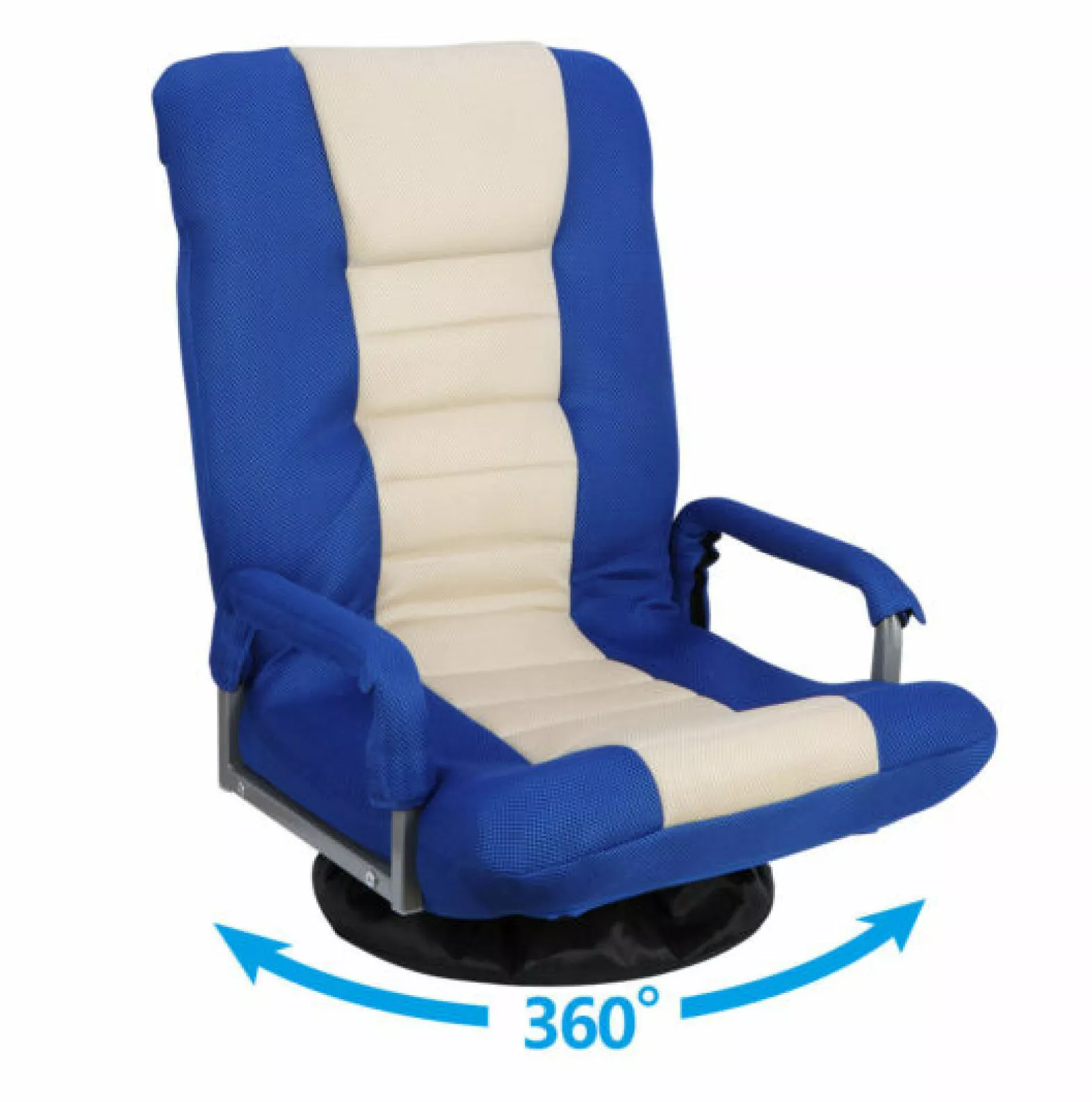 ChicCrest Blue 360-Degree Swivel Gaming Floor Chair Folding Back and Adjustable Armrest