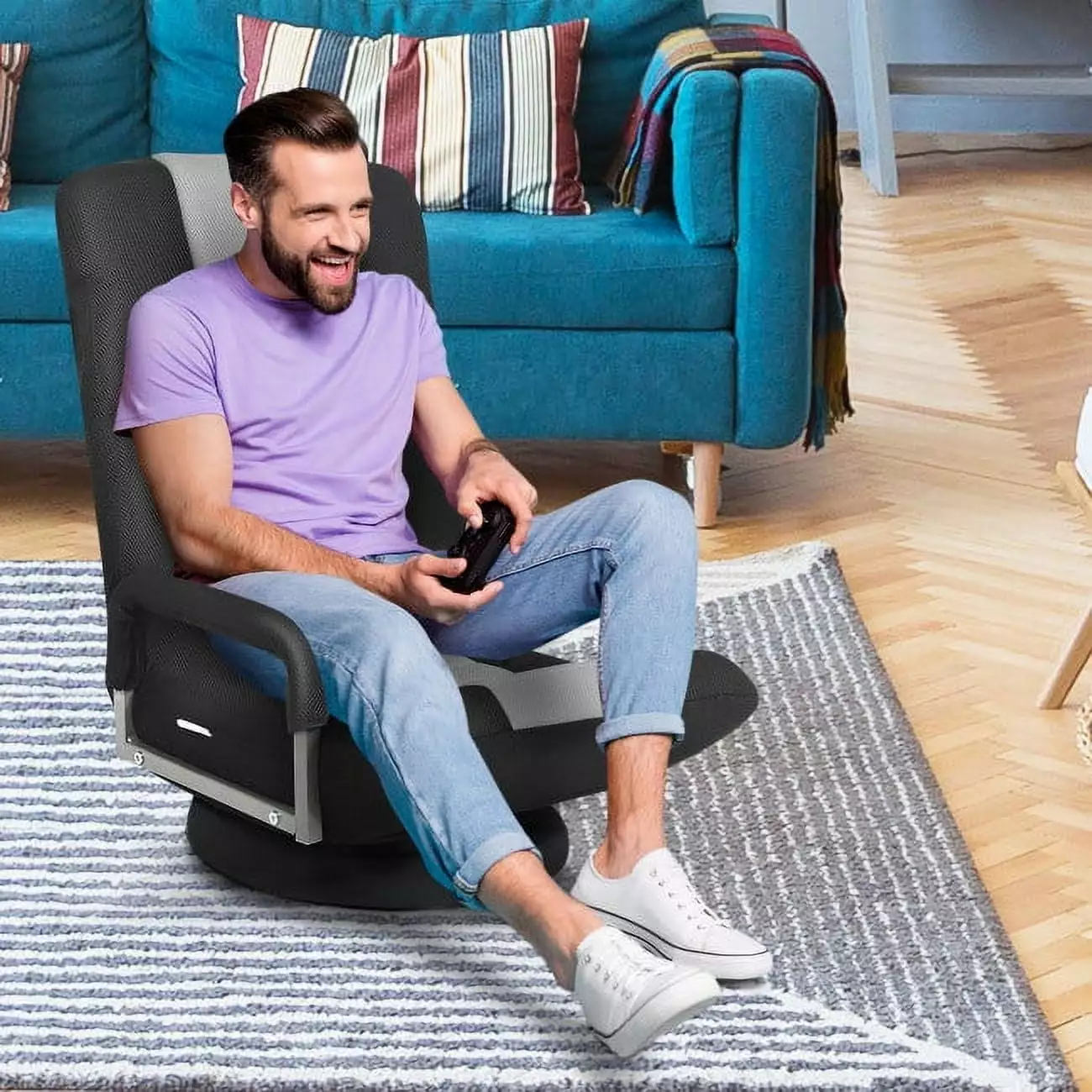 Swivel Gaming Floor Chair Ergonomic Support Video Games and Relaxing Hooya Imp.& Exp.