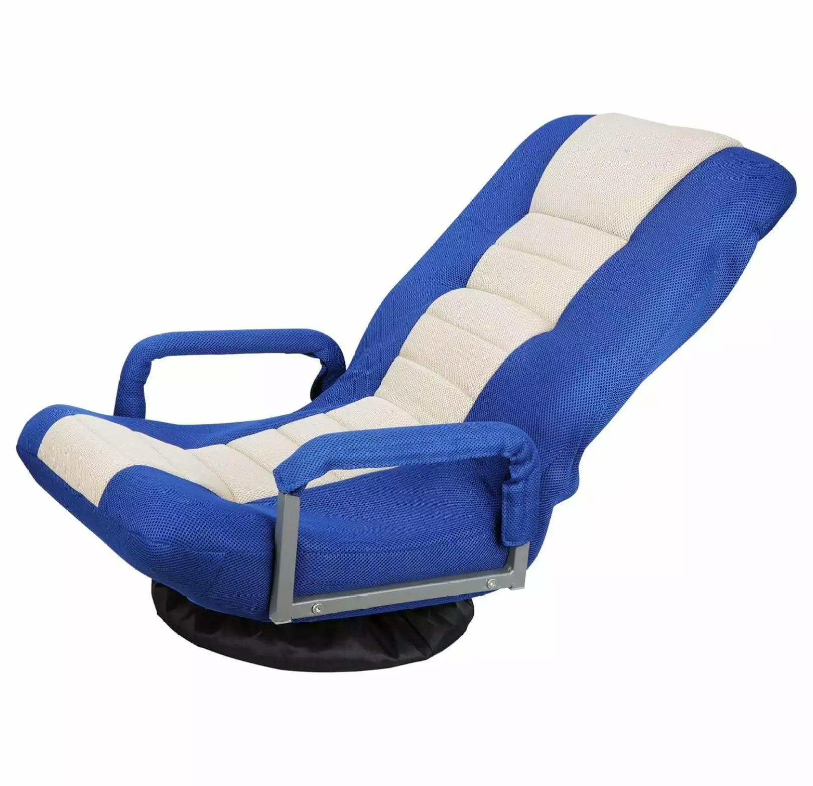 Foldable Floor Gaming Chair 360-Degree Swivel Sofa Lounge Recliner Adjustable Backrest Armrest Video Reading Relaxing Watc...