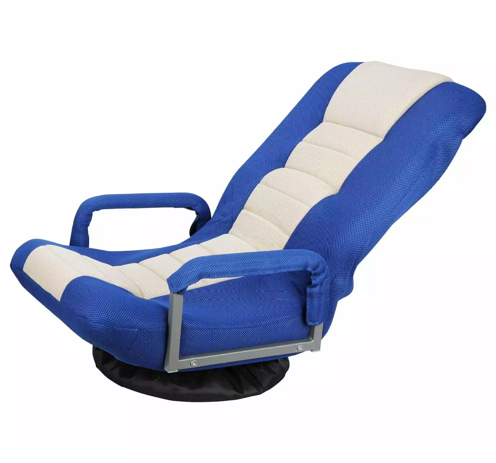 Foldable Floor Gaming Chair 360-Degree Swivel Sofa Lounge Recliner Adjustable Backrest Armrest Blue Jiowenm