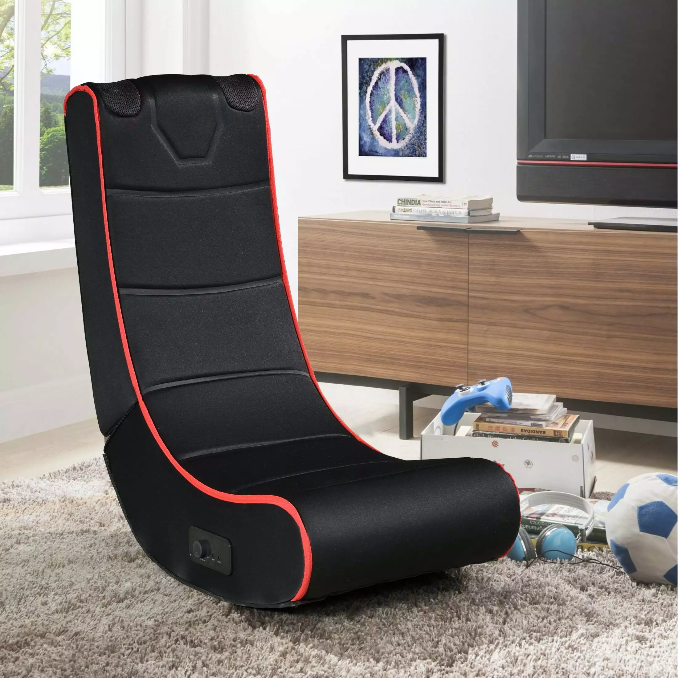 Foldable Gaming Chair Onboard Speakers - Portable Bluetooth Floor Chair Video Games and TV OMCCHK