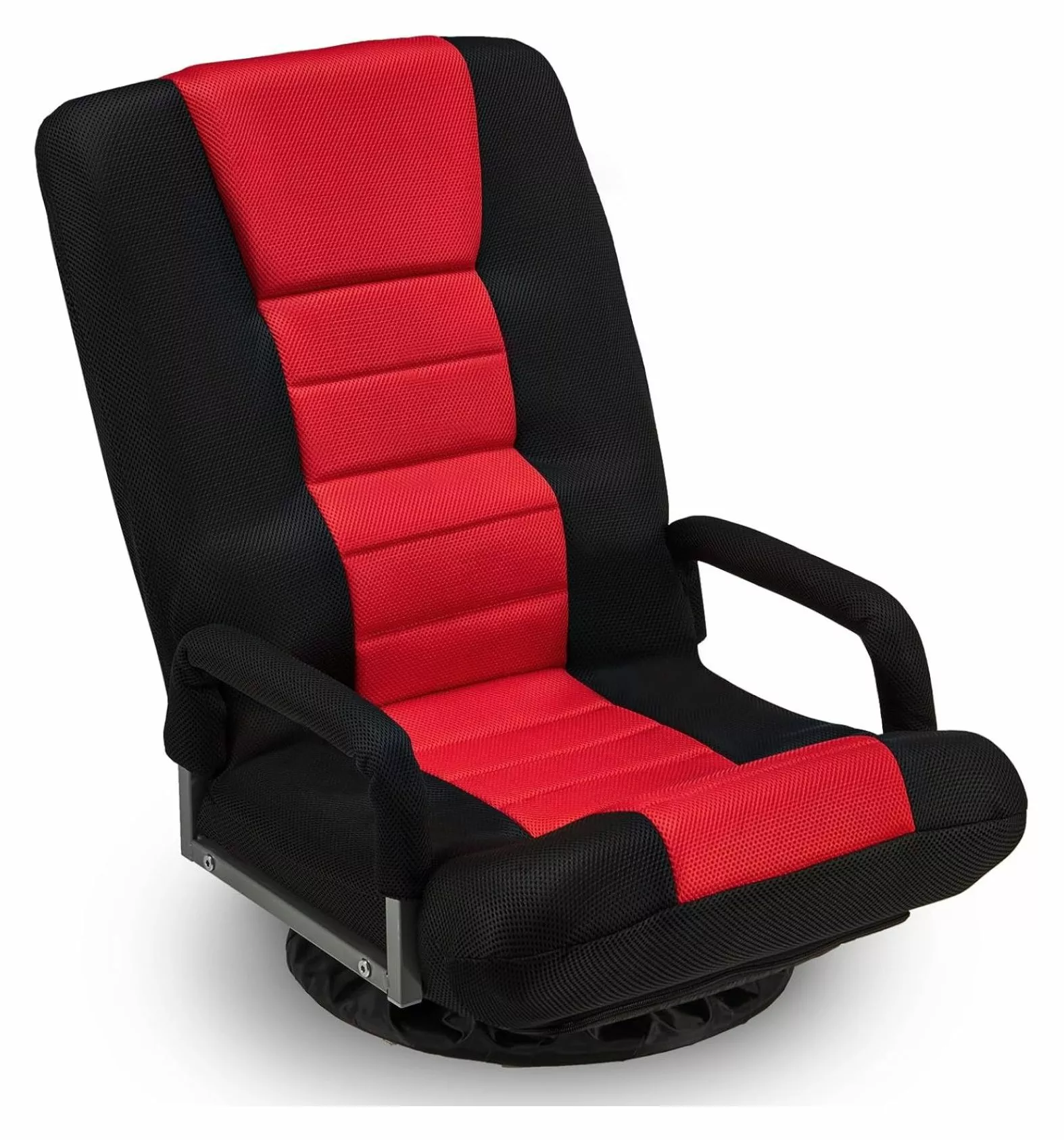 RPQZ Swivel Gaming Chair 360 Degree Floor Chair Lumbar Support Armrest Adjustable Foldable Backrest Red