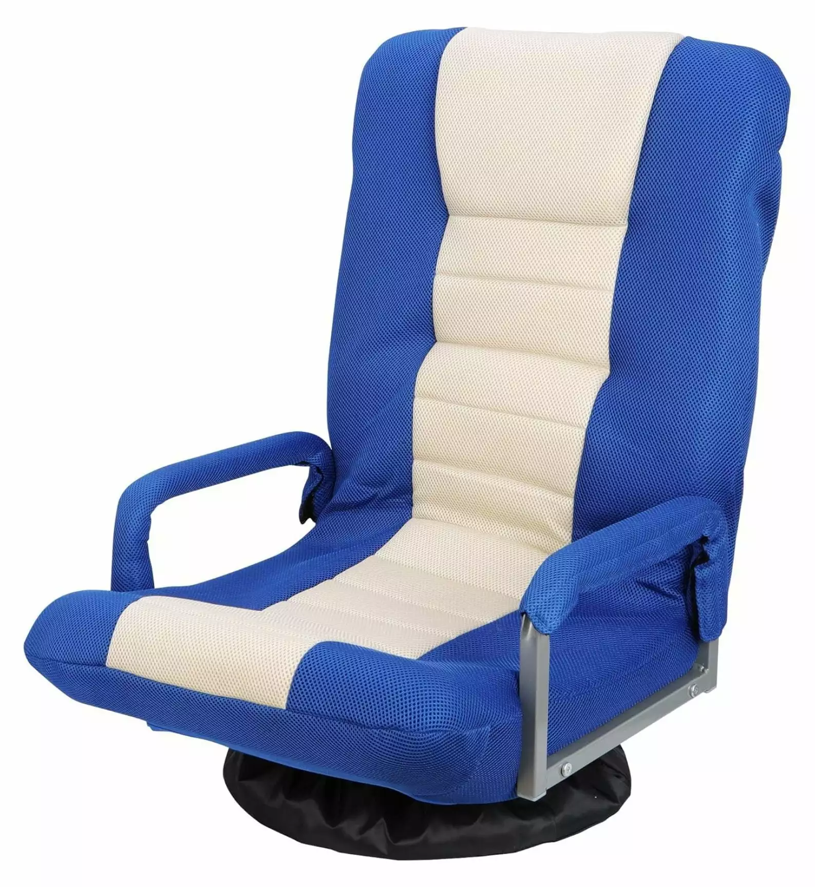 360 Degree Swivel Gaming Chair Foldable Floor Sofa Lumbar Support Armrest Adjustable Backrest Blue Beige Superwum