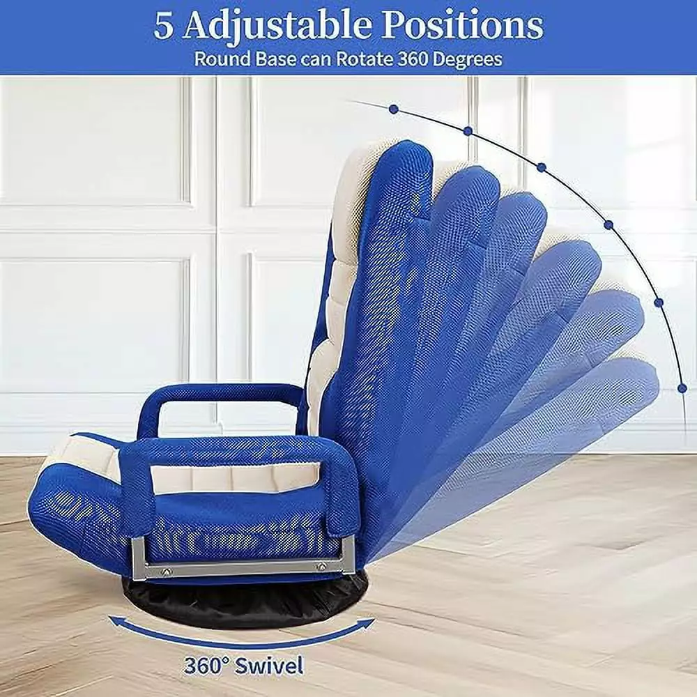 ZENY Swivel Gaming Chair 360 Degree Multipurpose Floor Chair Armrest 5 Position Folding Lazy Sofa TeviRoom