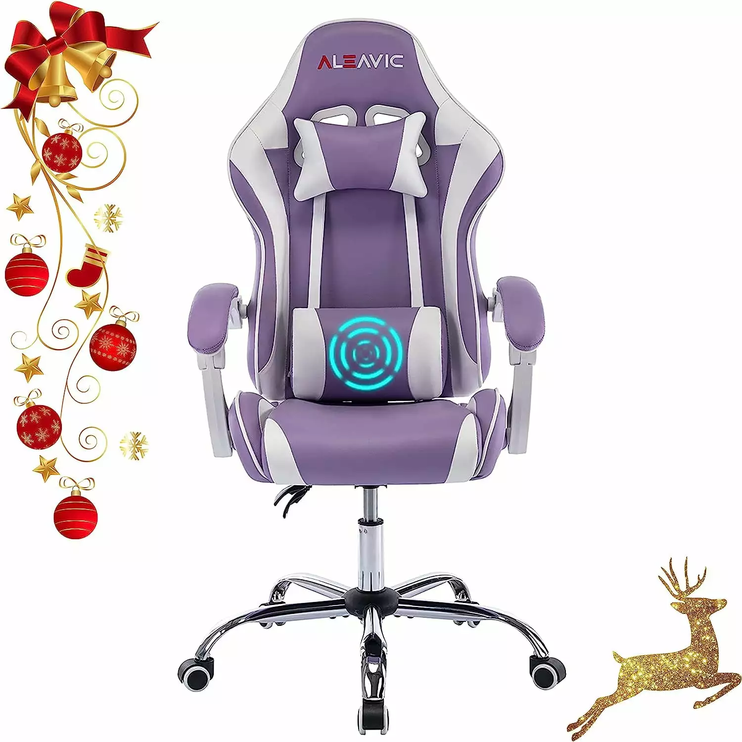 Purple Gaming Chair High Back Ergonomic Adjustable Racing Style PU Leather Headrest and Lumbar Support WYD