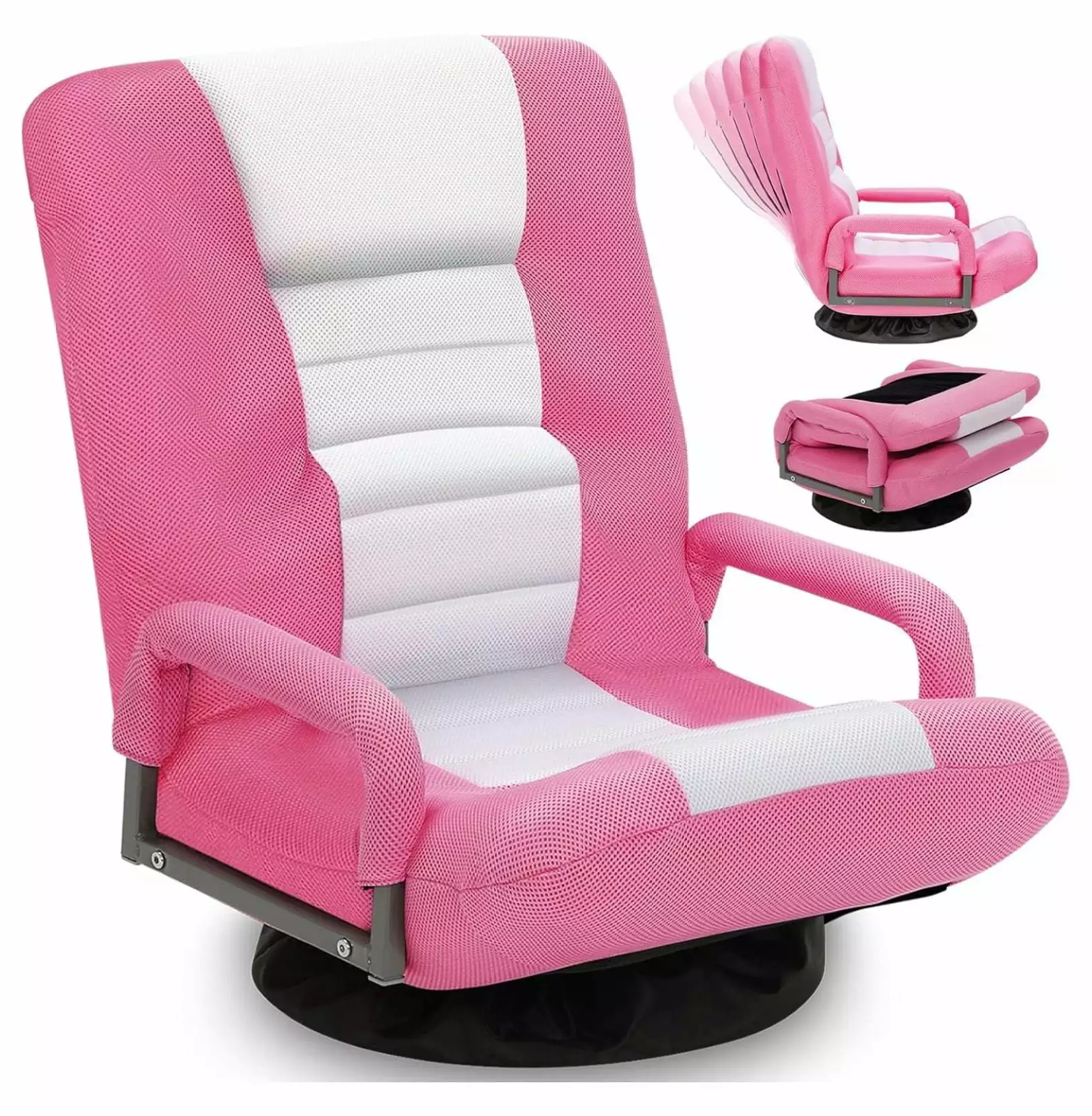 Swivel Gaming Chair Multipurpose Floor Rocker Armrest Lumbar Support 6 Adjustable Positions YOSITiuu