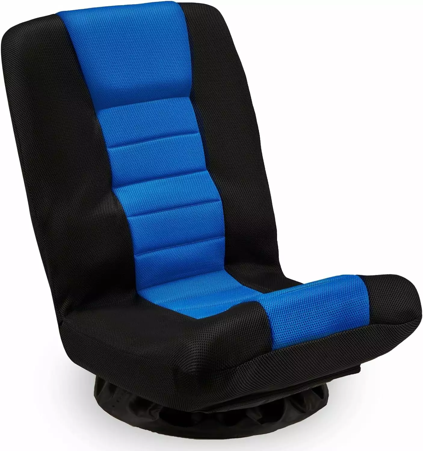 Swivel Floor Gaming Chair Folding Video Reclining Sofa 6 Adjustable Positions Padded Backrest Cushion Blue ZJ