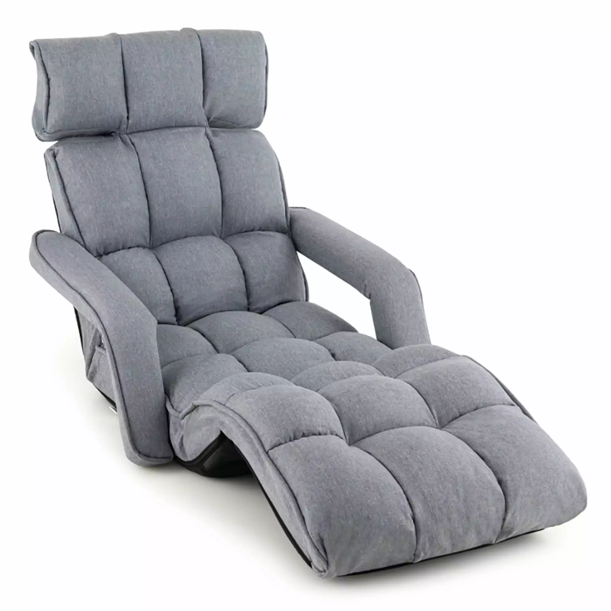 Kadyn Floor Chair Footrest and Adjustable Armrests - Grey Gaming Chair