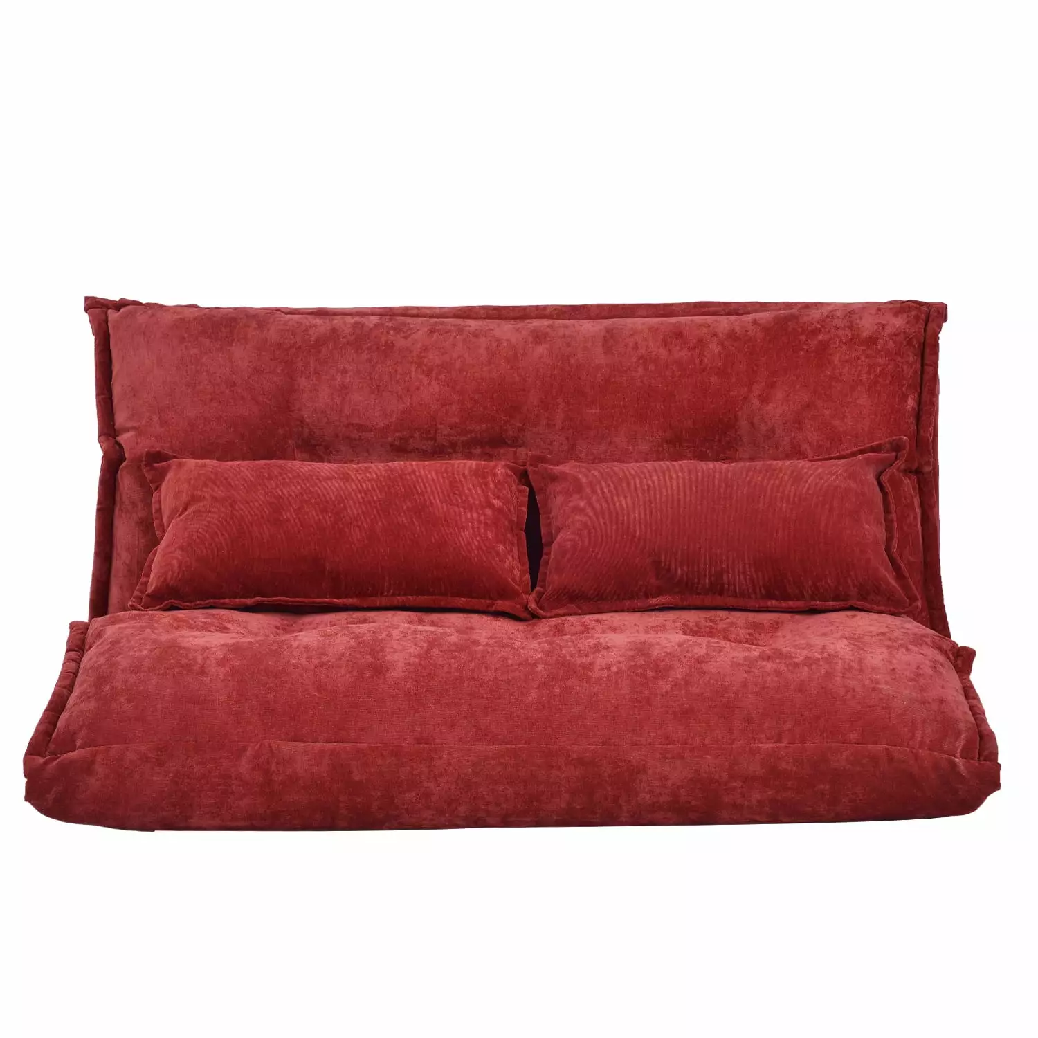 Roomfitters Adjustable Folding Futon Sofa Two Pillows - Red Video Gaming Sofa