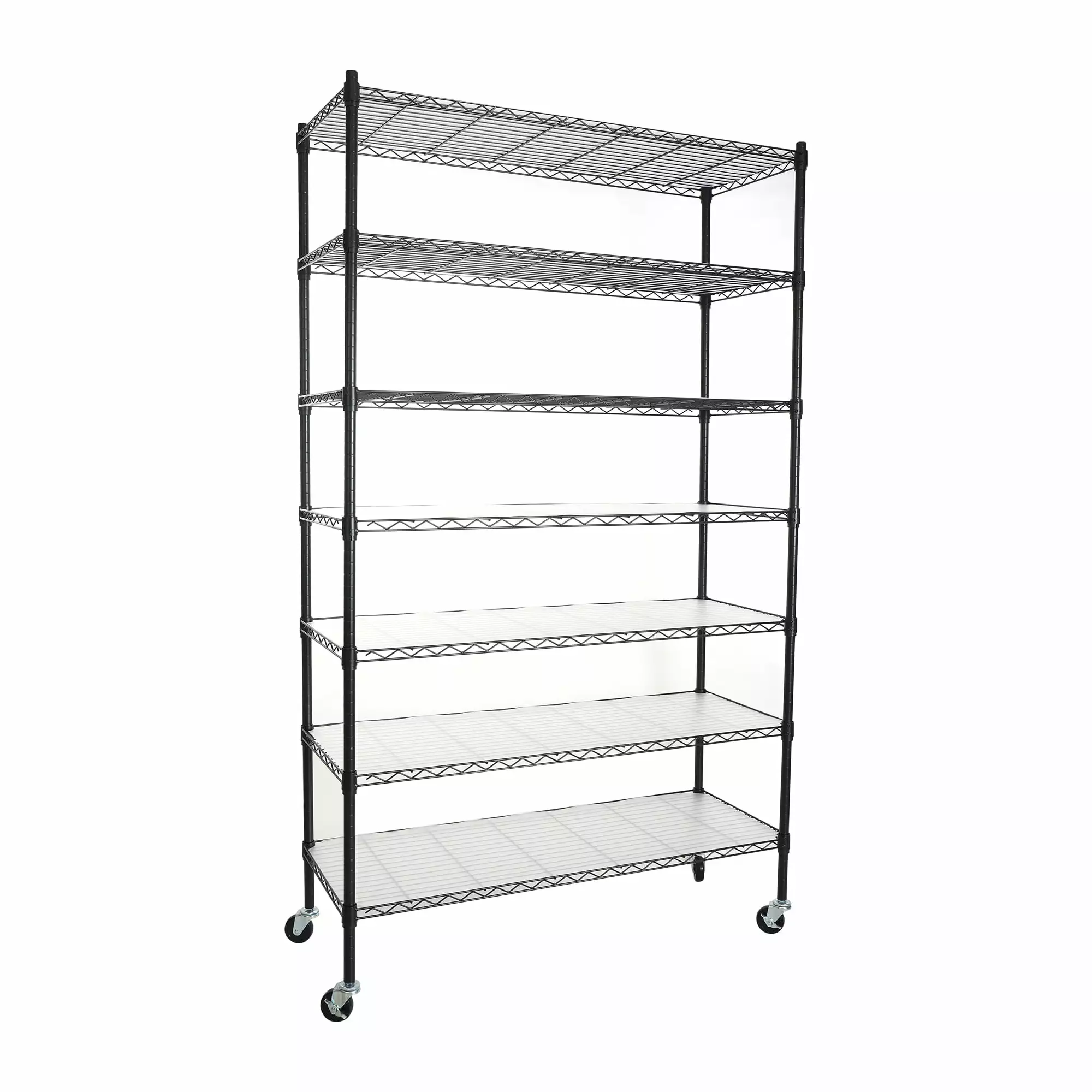 7 Tier Heavy Duty Wire Shelving Unit 2450 LBS NSF Garage Storage Rack Black SMHZ
