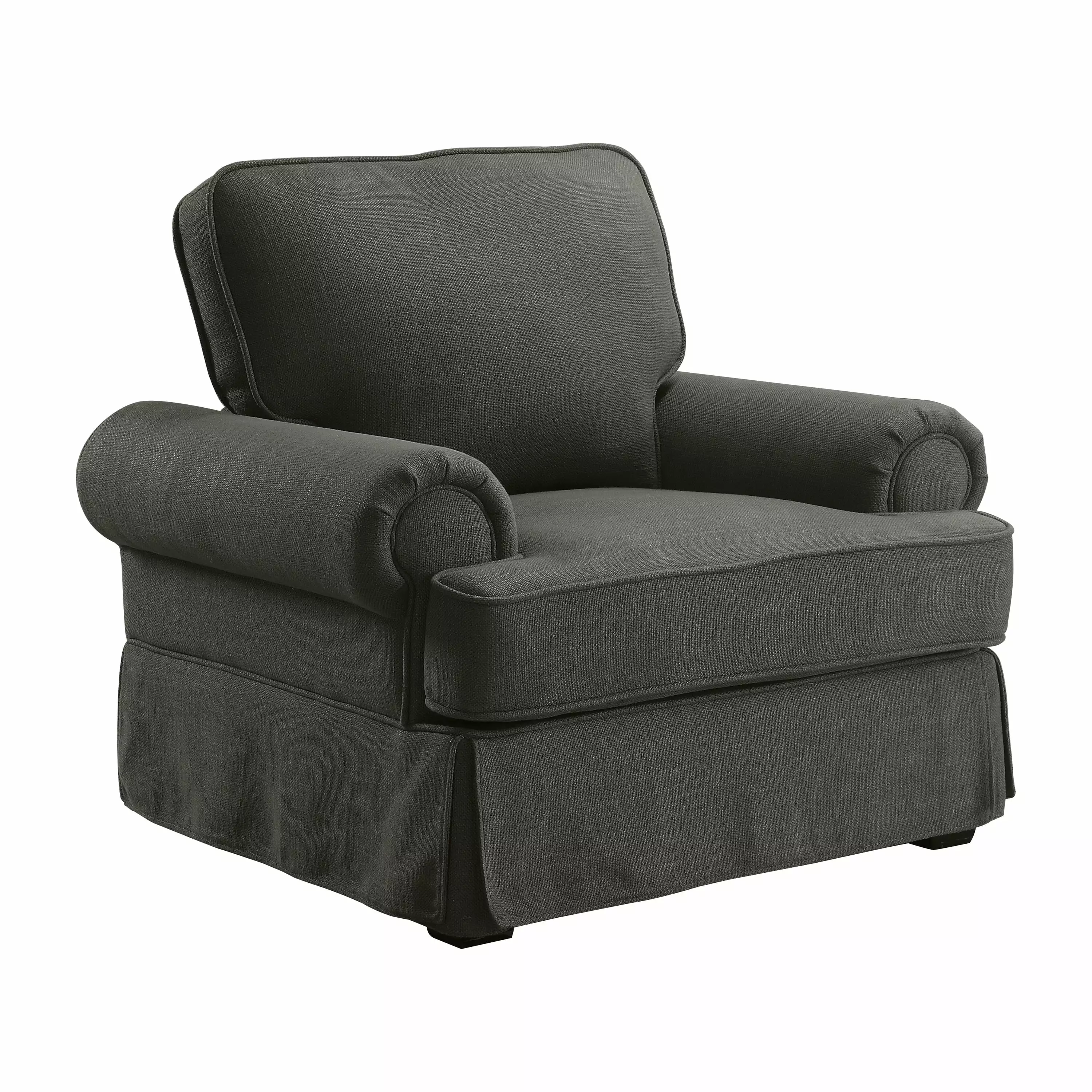 Furniture America Skirted Transitional Fabric Garden Accent Chair Gray