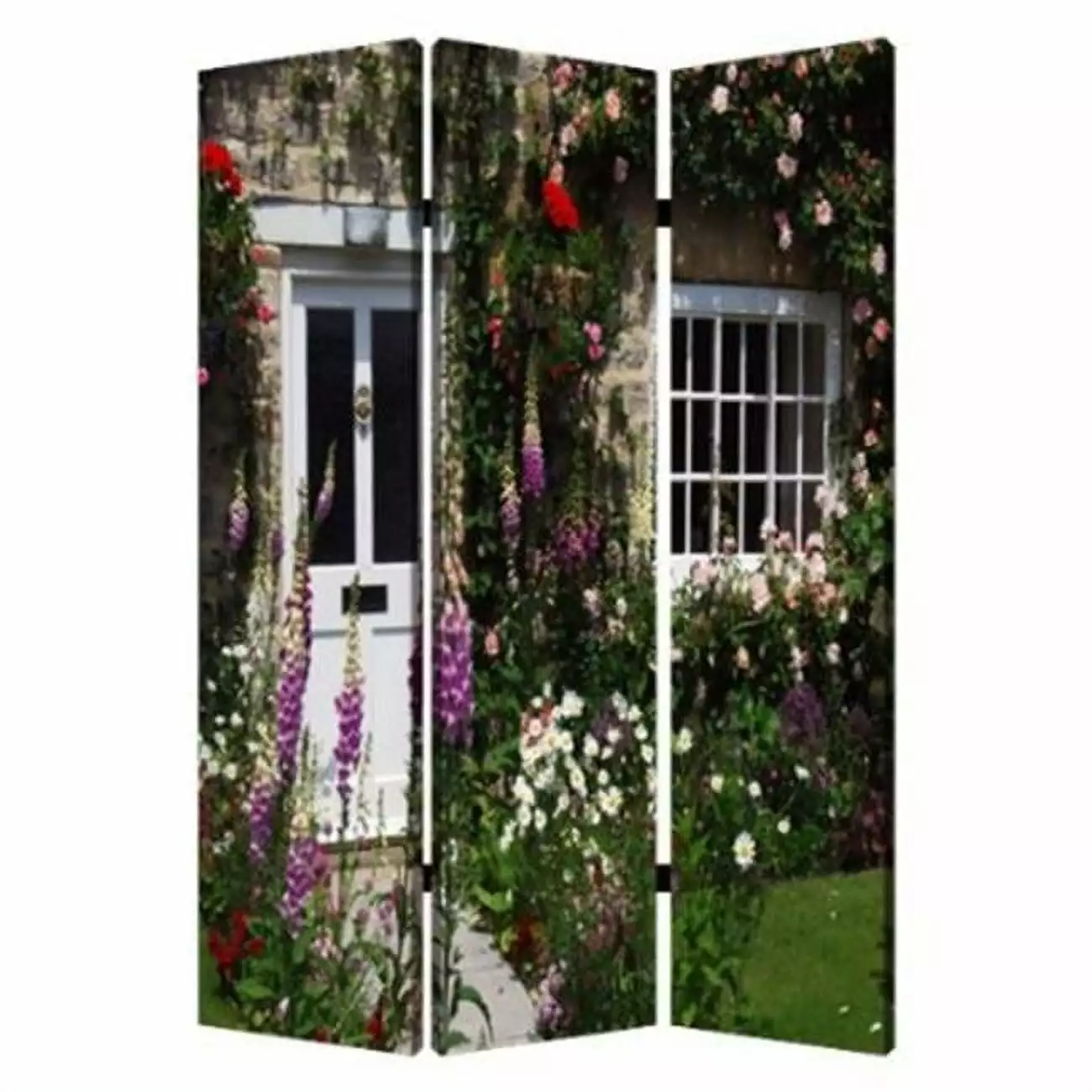 English Garden Room Divider - Floral Freestanding Screen - 72 Inch Tall Botanical Decor Jagged Designs