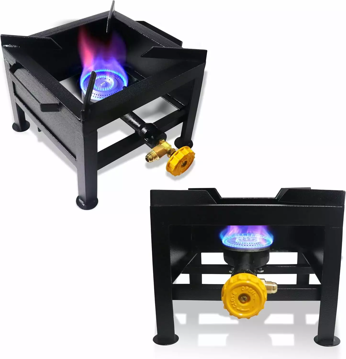 Large Propane Burner Gas Stove High Pressure Square Single Burner Outdoor Patio Stove Regulator Hose Crawfish Boiler Turke...