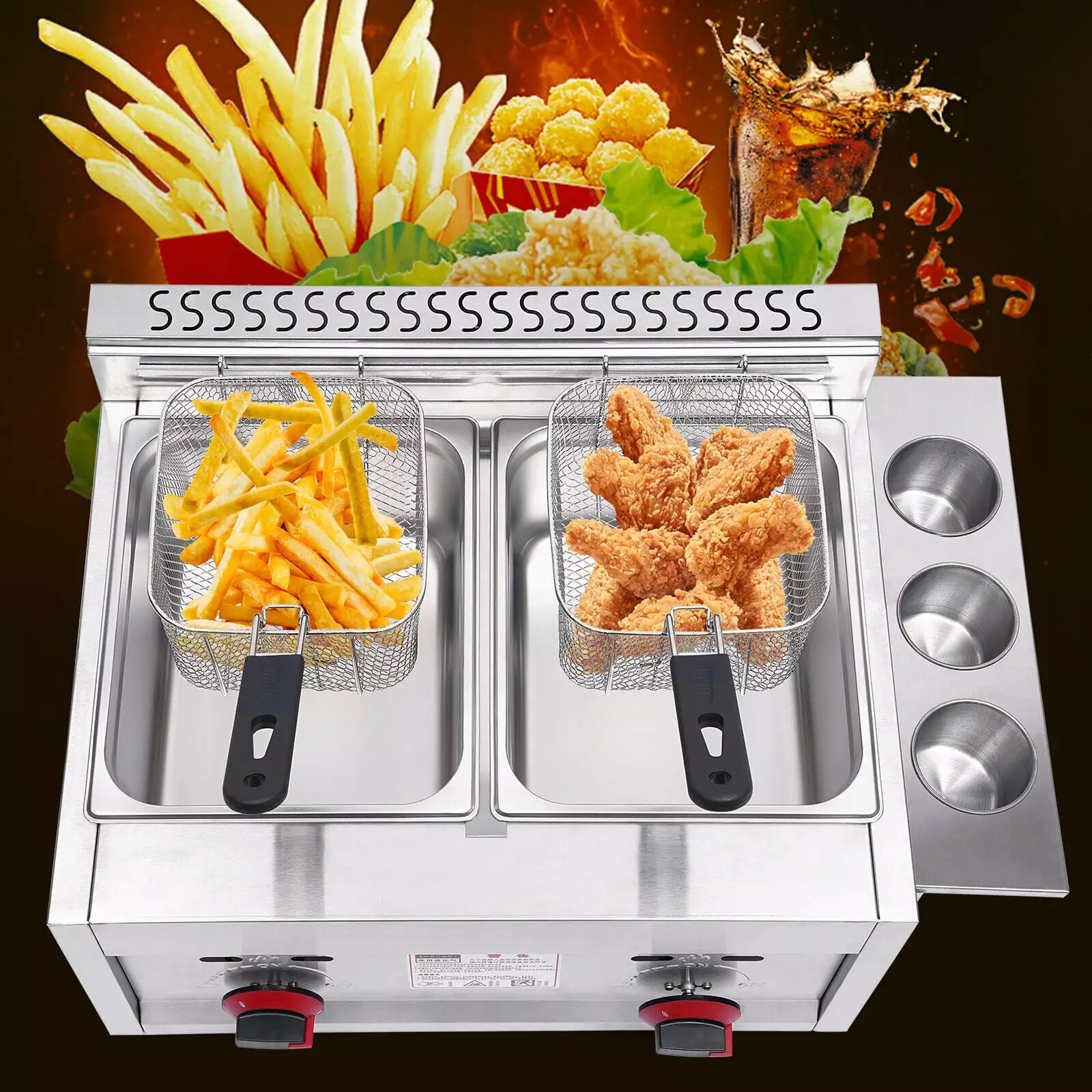 Mkyiongou Deep Fryer Propane Gas Countertop Outdoor Round Infrared Gas Fryer