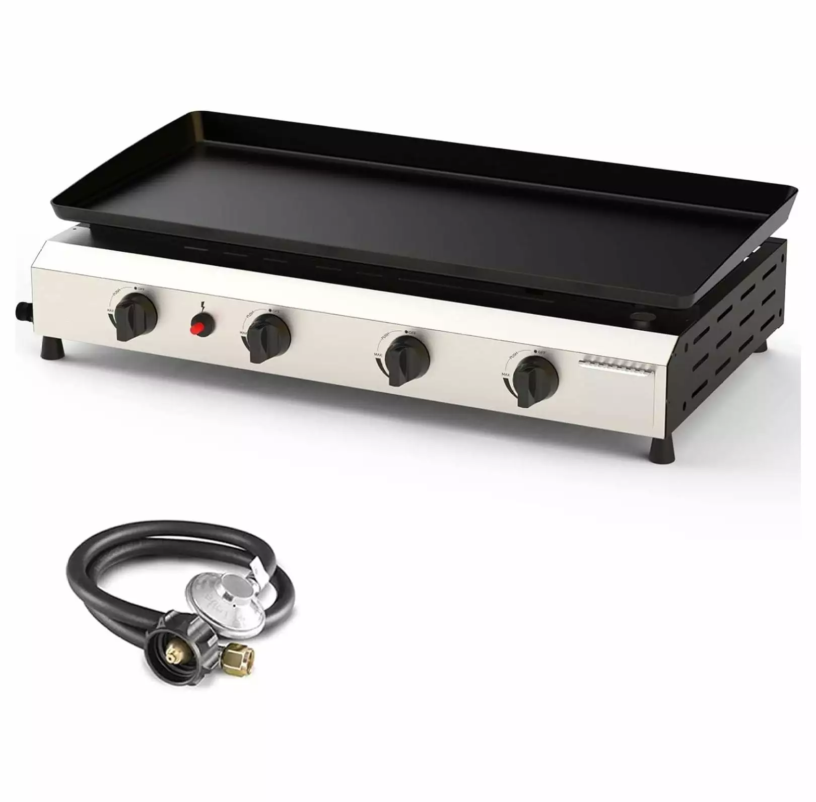 30 Inch 4 Burner BBQ Gas Grill Griddle Stainless Steel Portable Detachable 40000 BTU Table Top Propane Barbecue Grill Camp...