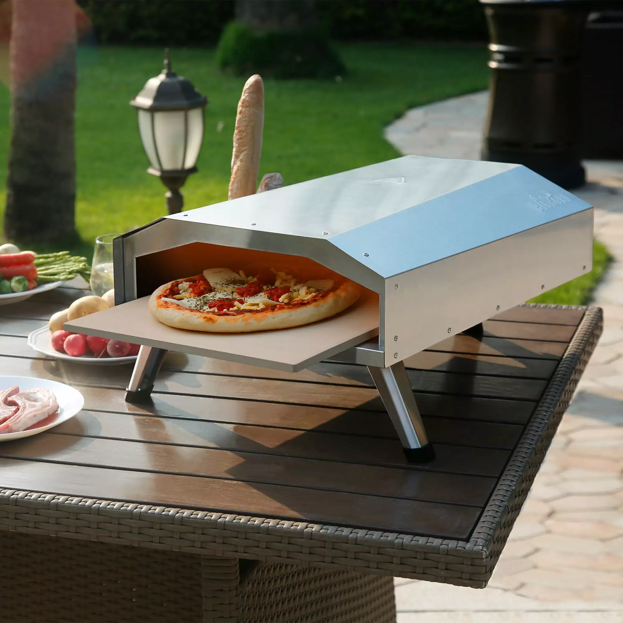 BIG HORN OUTDOORS 12-Inch Gas Pizza Oven Stainless Steel Construction