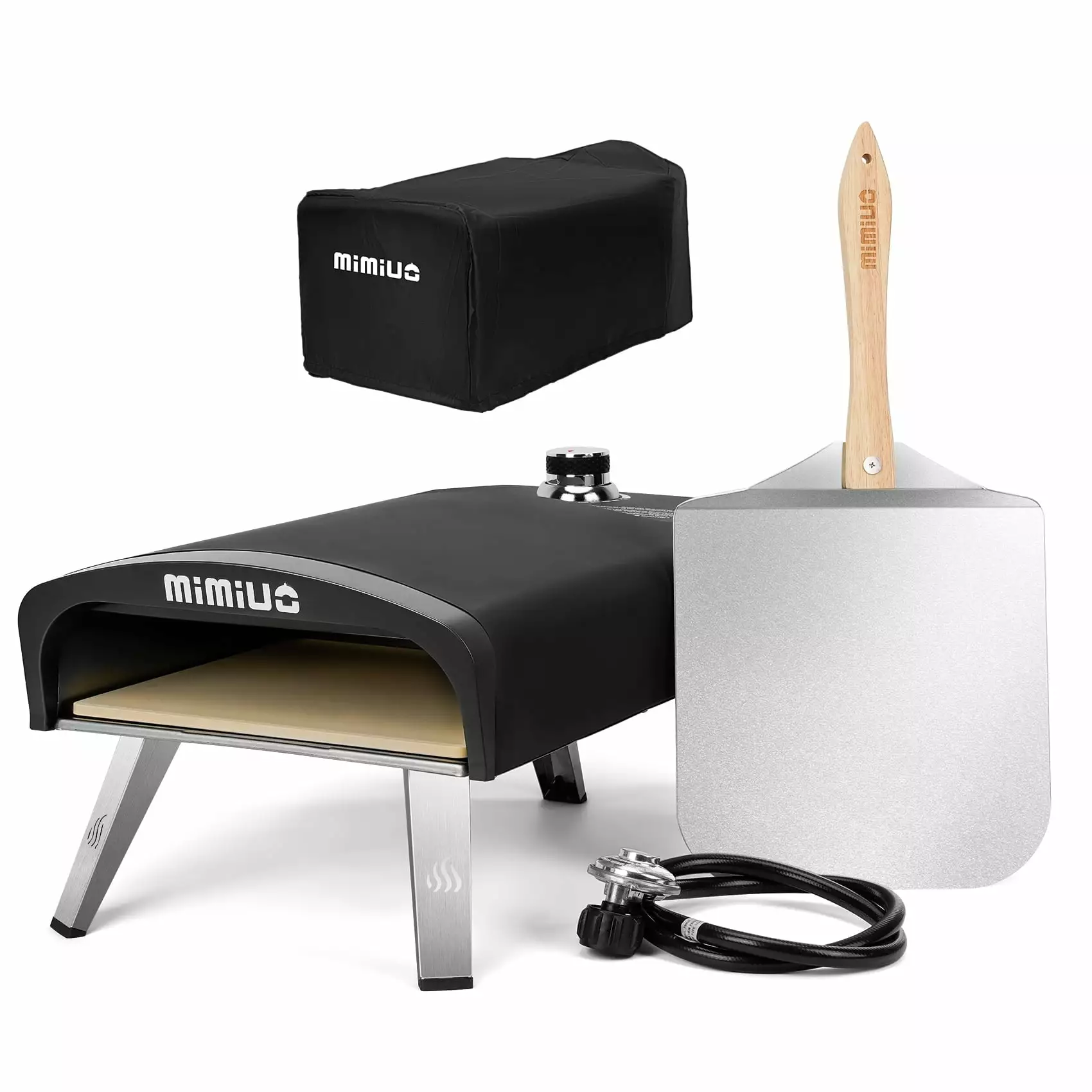 Mimiuo Travel-Friendly Gas Propane Pizza Oven 13-Inch Pizza Stone and Foldable Legs