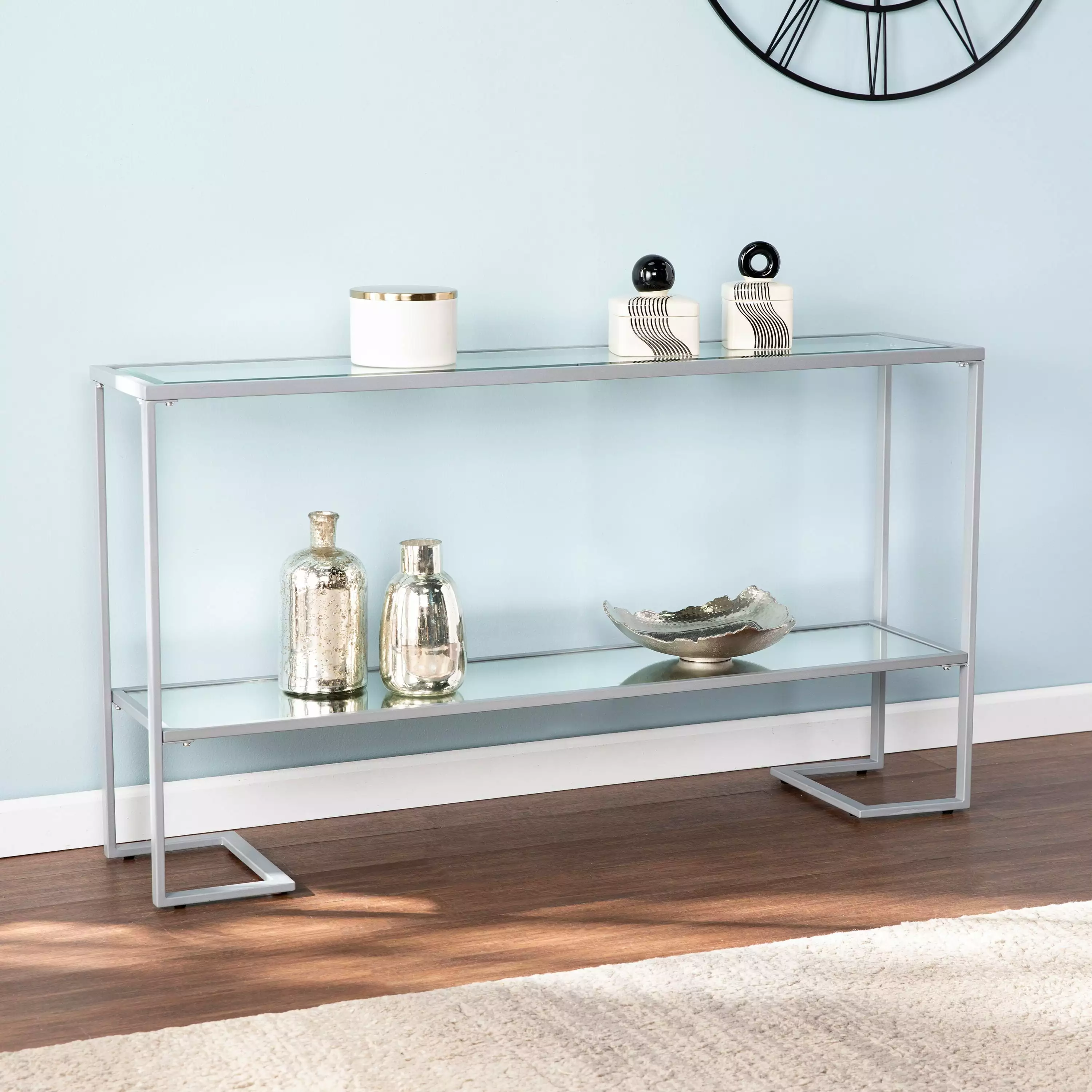 Silver Glam Narrow Console Table Hagin Living Room Entryway Console Southern Enterprises