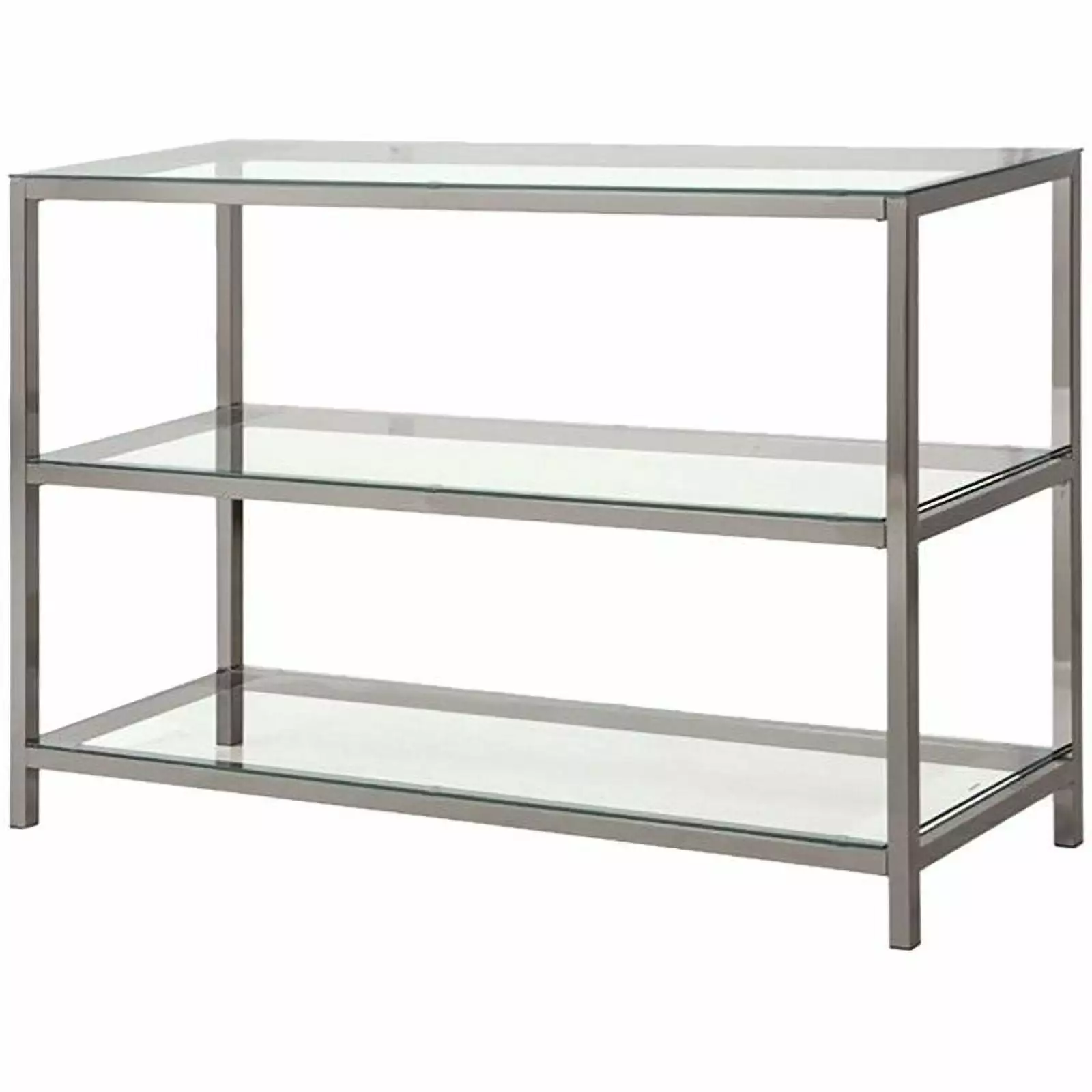 Bowery Hill 2 Shelf Glass Console Table Black Nickel Modern Living Room Decor Console