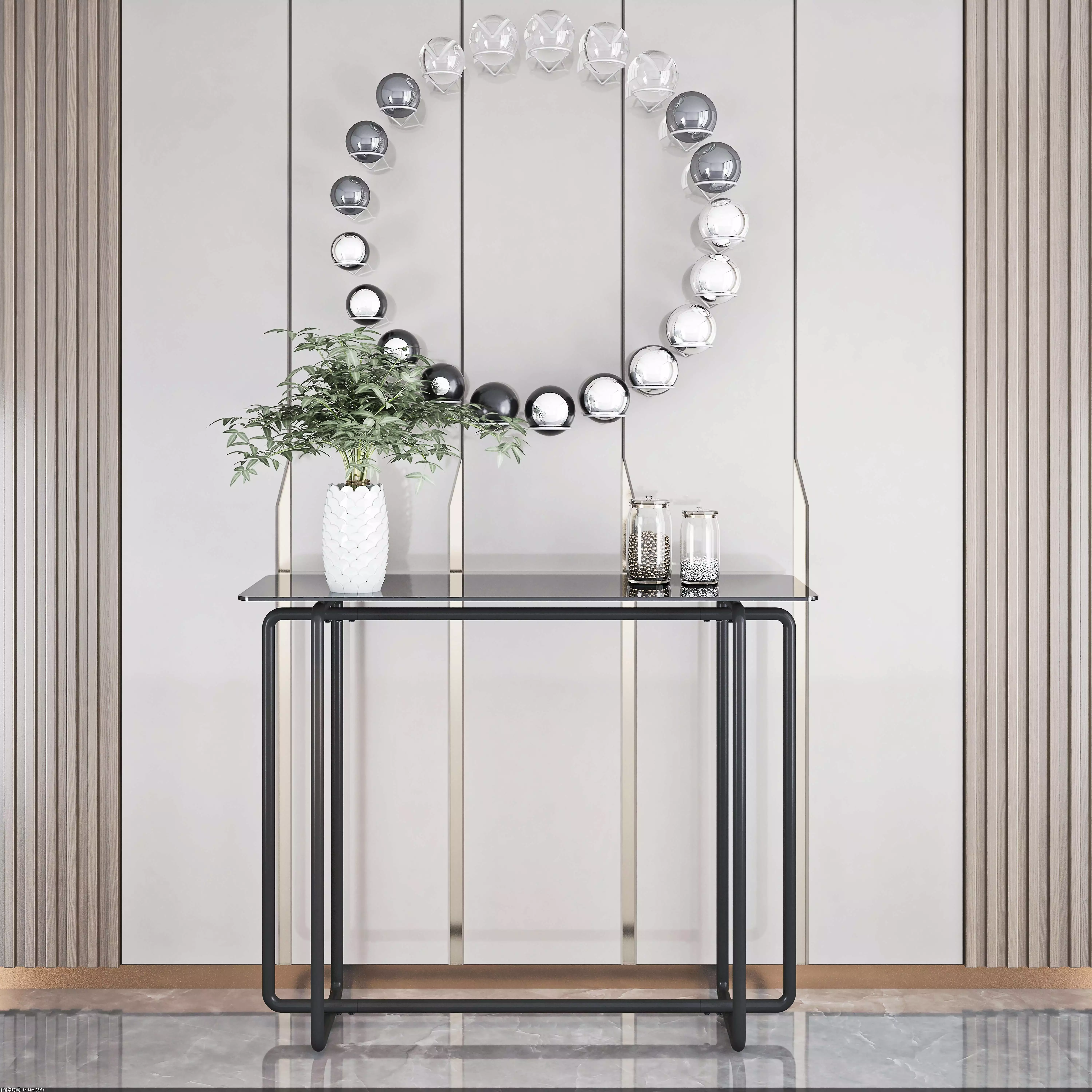 UBesGoo Double Tempered Glass Console Table Black Legs - Modern Entryway Accent Table Console