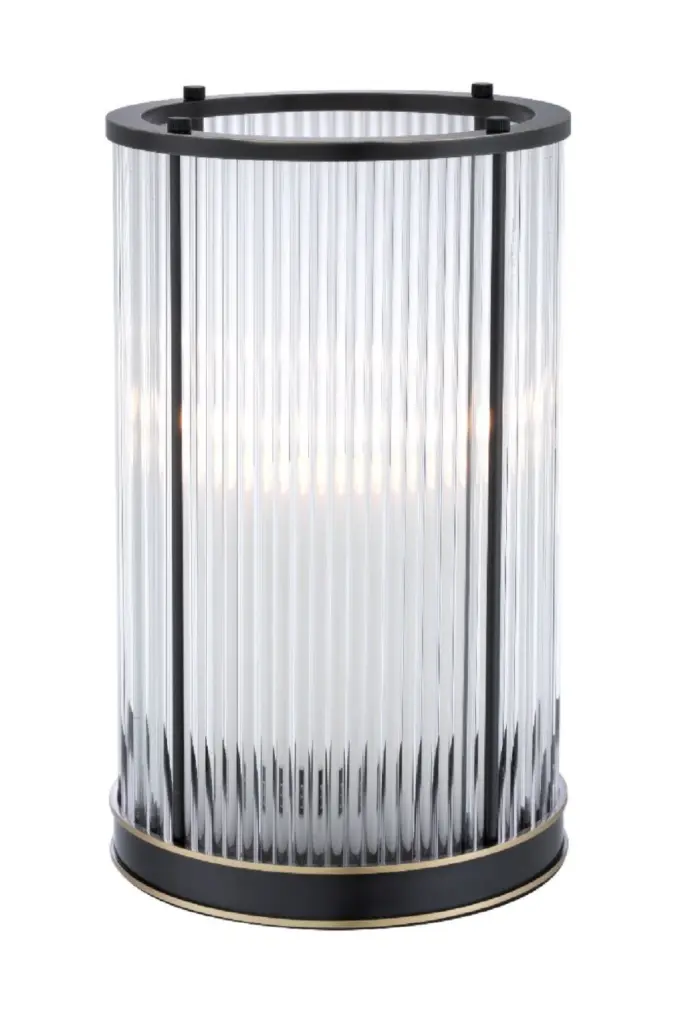 Eichholtz Mayson Bronze Rim Glass Hurricane Medium Size Table Decor