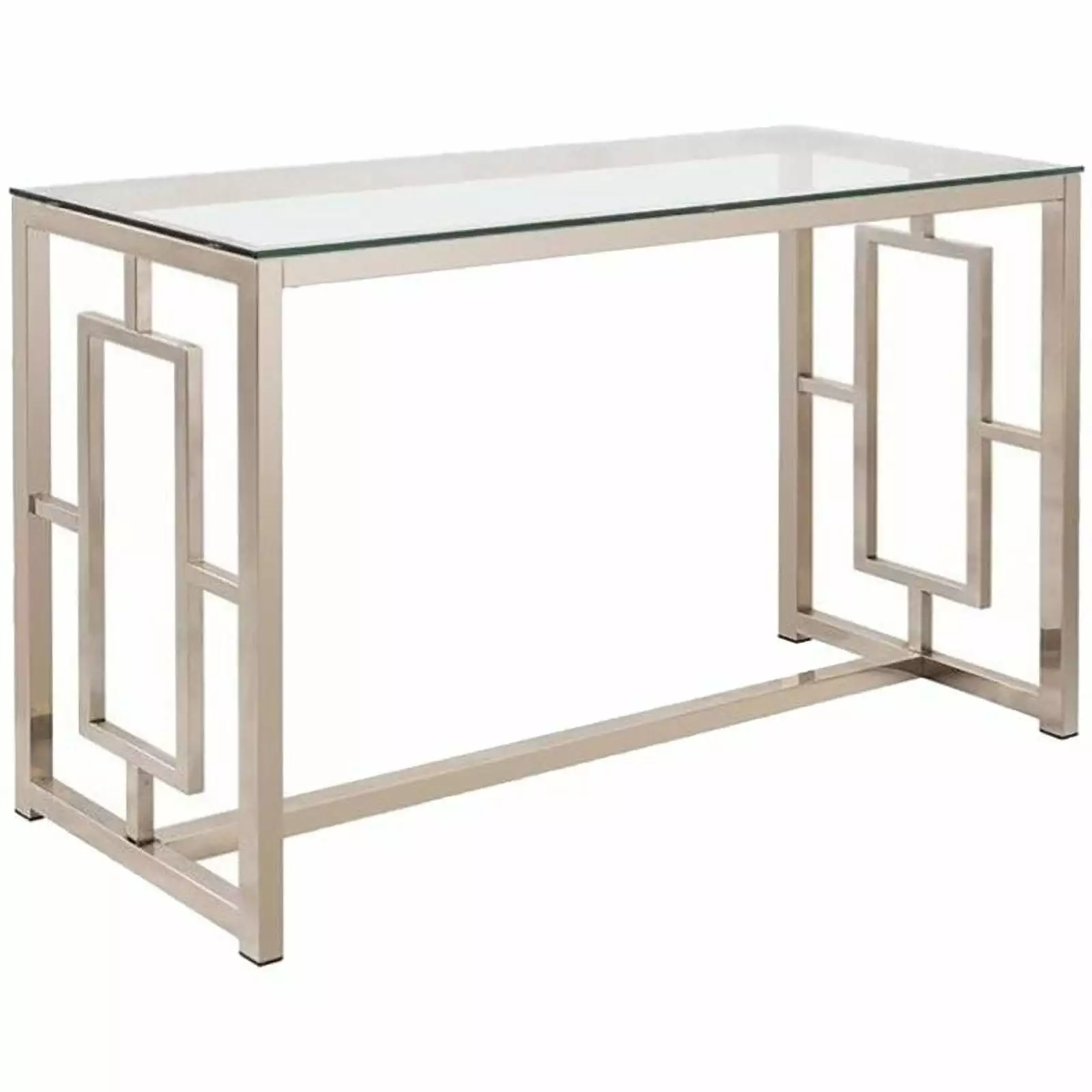 Stonecroft Furniture Nickel and Clear Glass Top Console Table Console