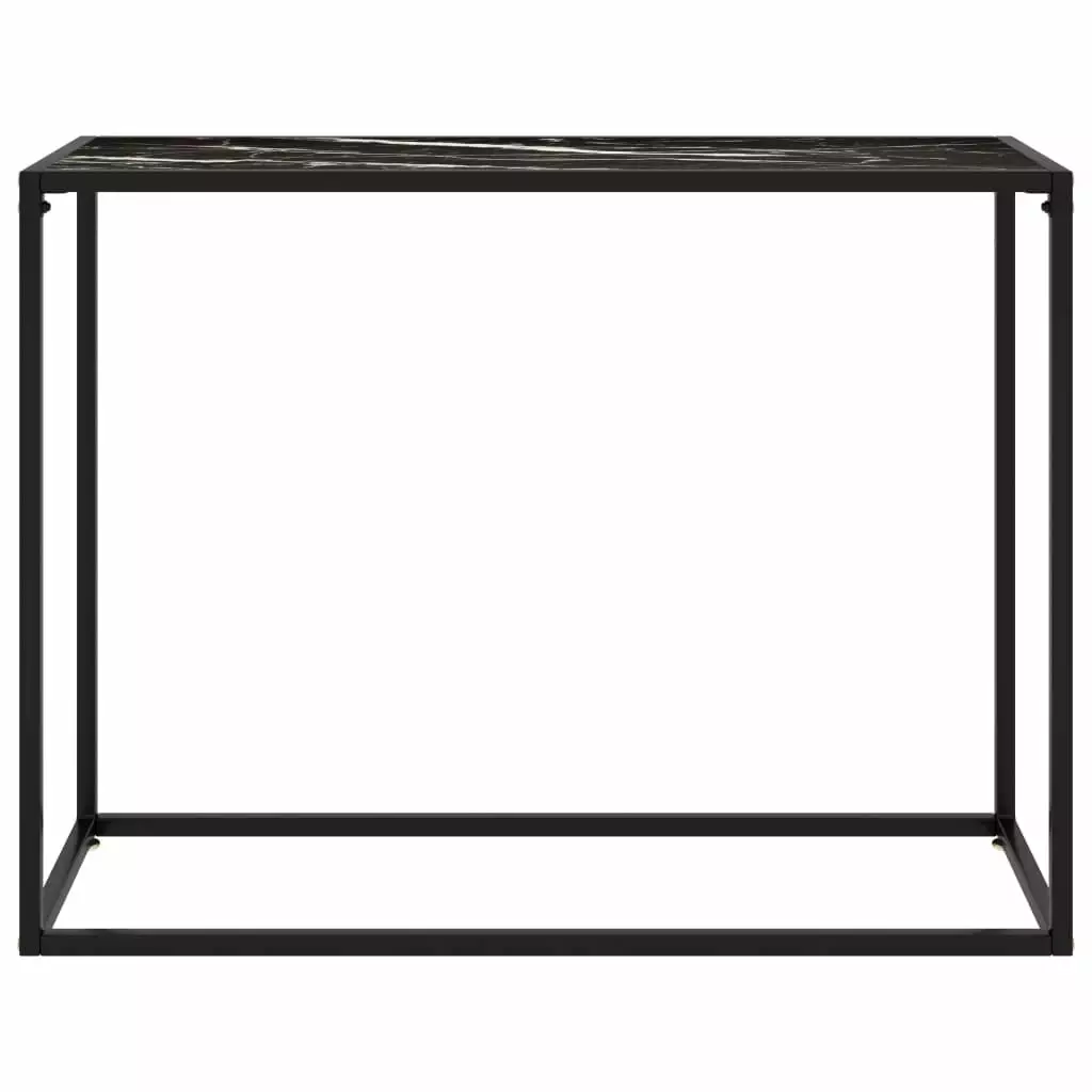 vidaXL Black Console Table Tempered Glass Top 39.4x13.8x29.5 Inches Console