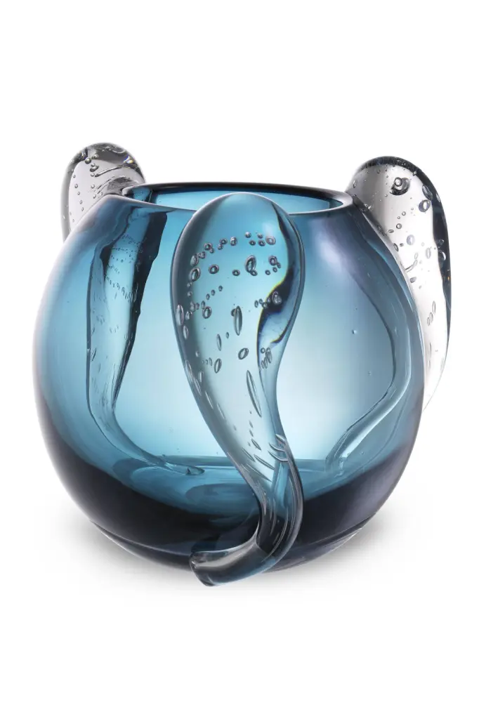Blue Handblown Glass Vase Eichholtz Sianluca Small Home Decor